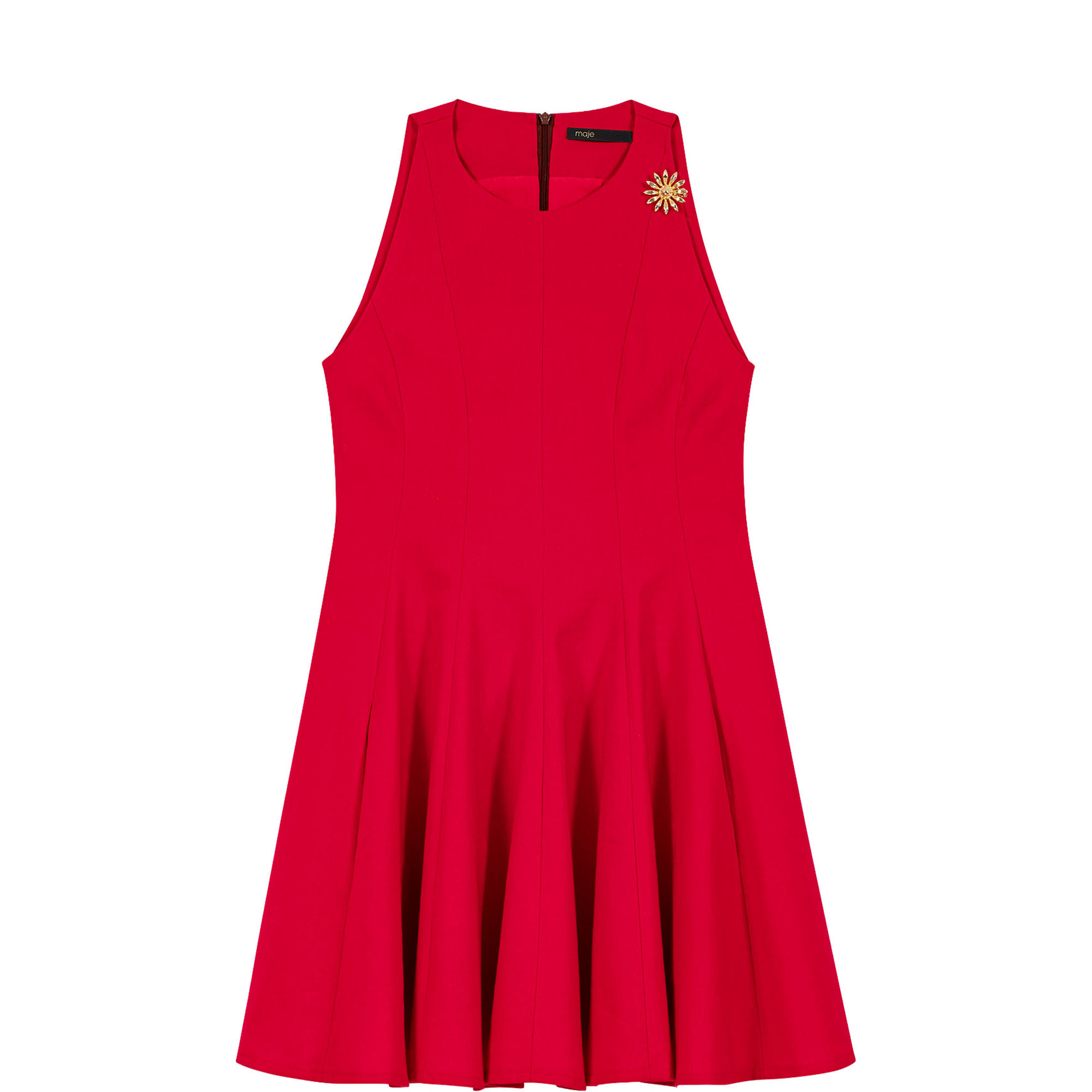 Removable Brooch Mini Flared Dress