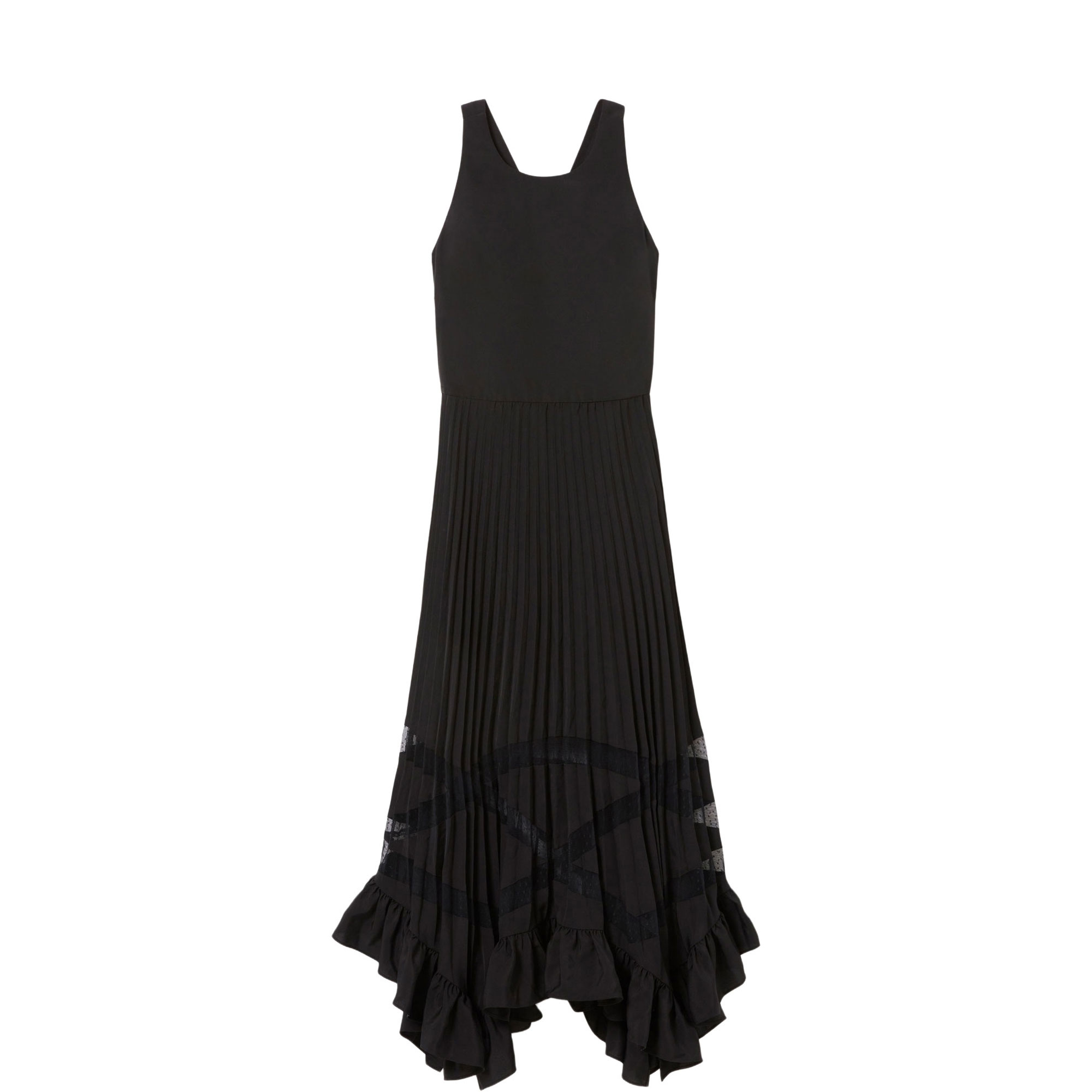 Asymmetric Pleated Flared Dress