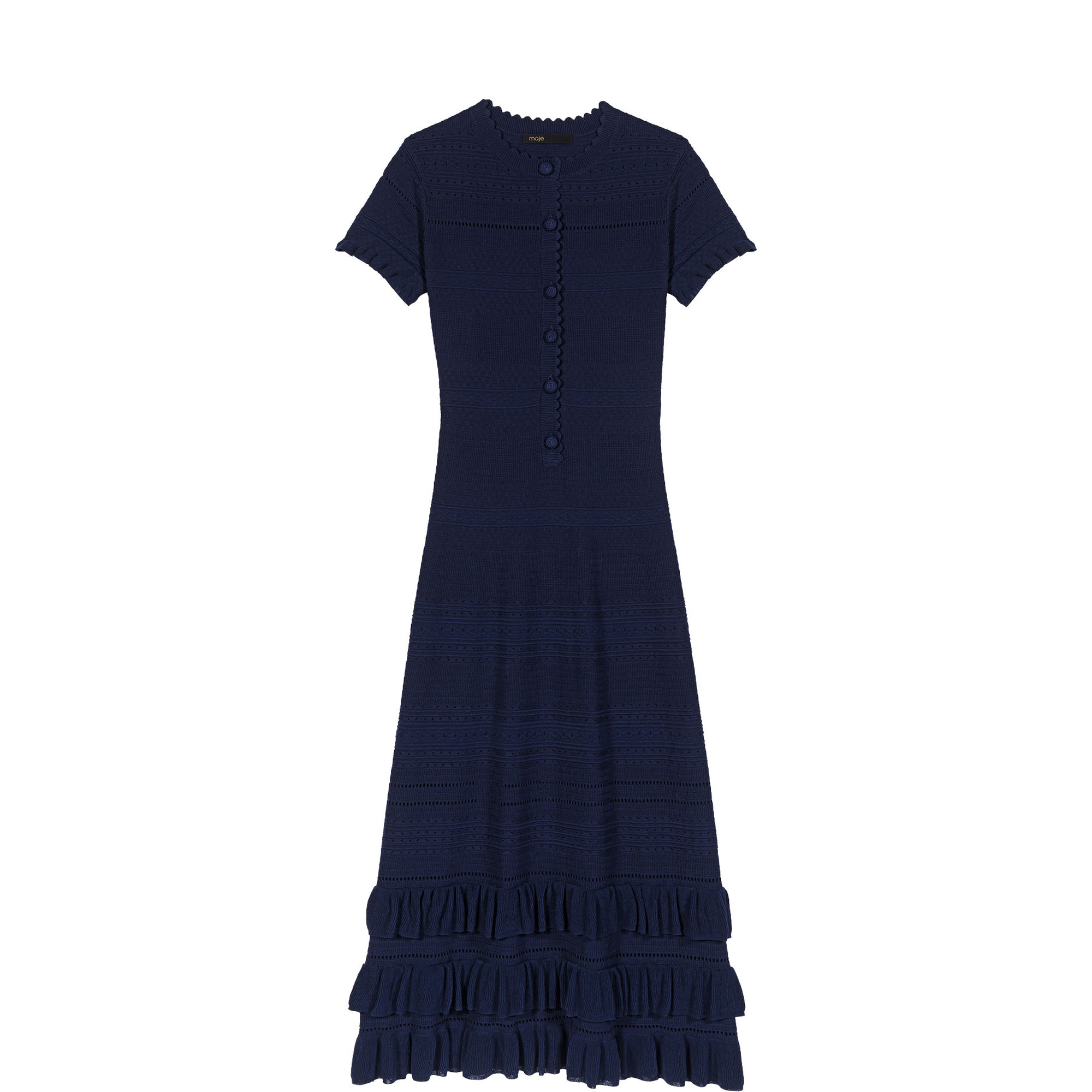 Ruffle Trim Knitted Dress