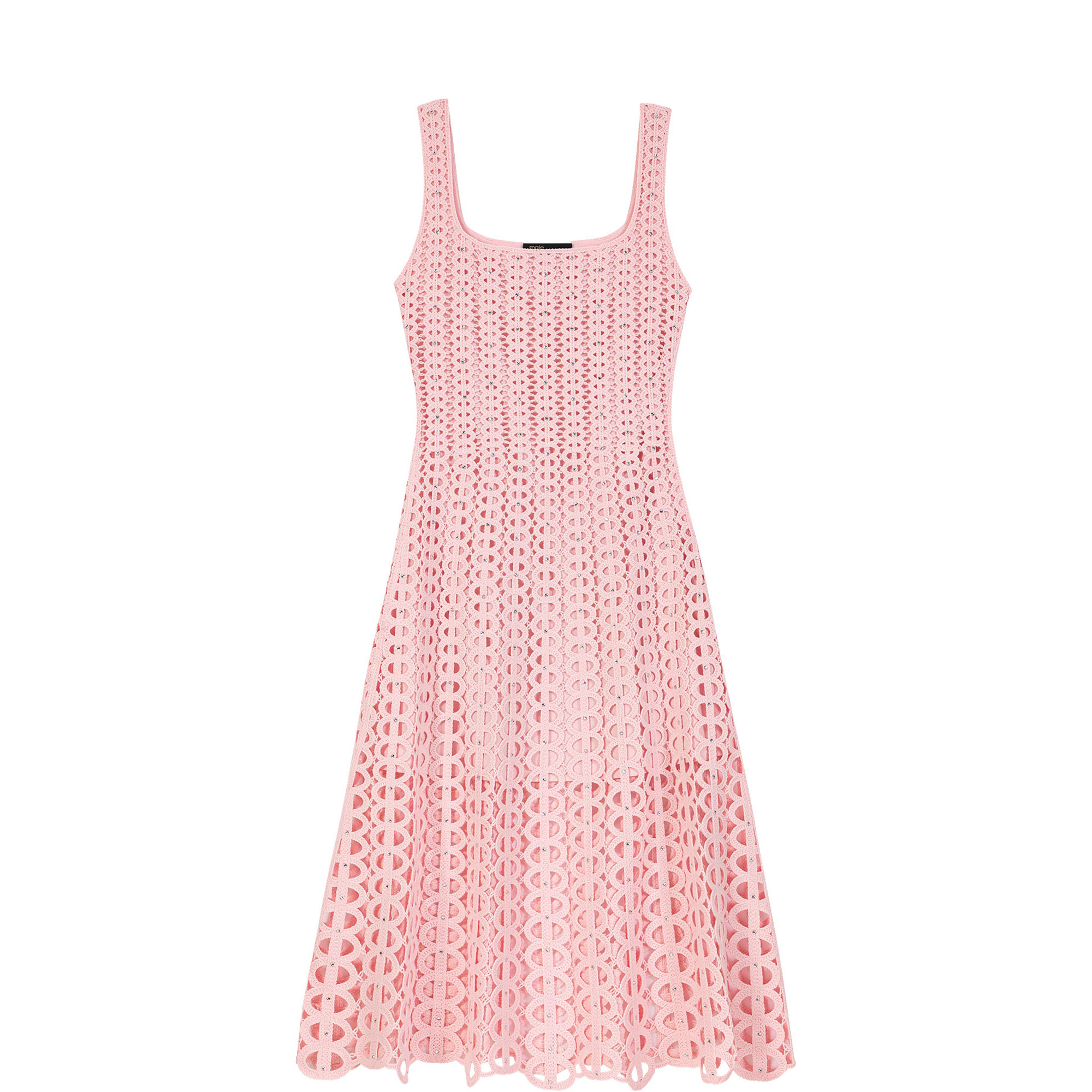 Embellished Crochet Flared Dress