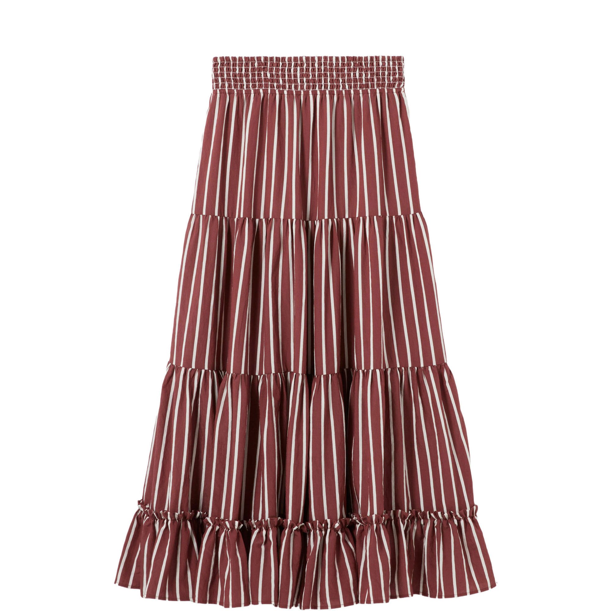 Striped Tiered Flared Skirt