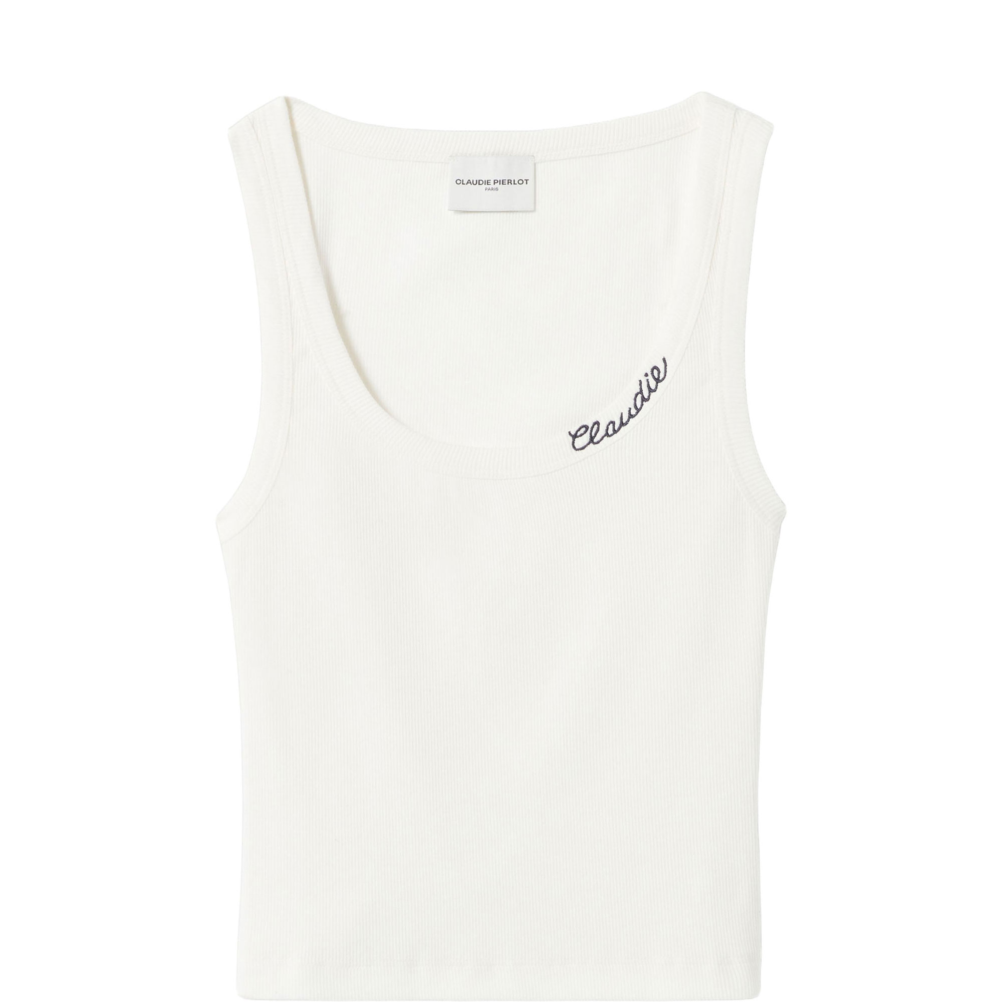 Logo Embroidery Ribbed Tank Top
