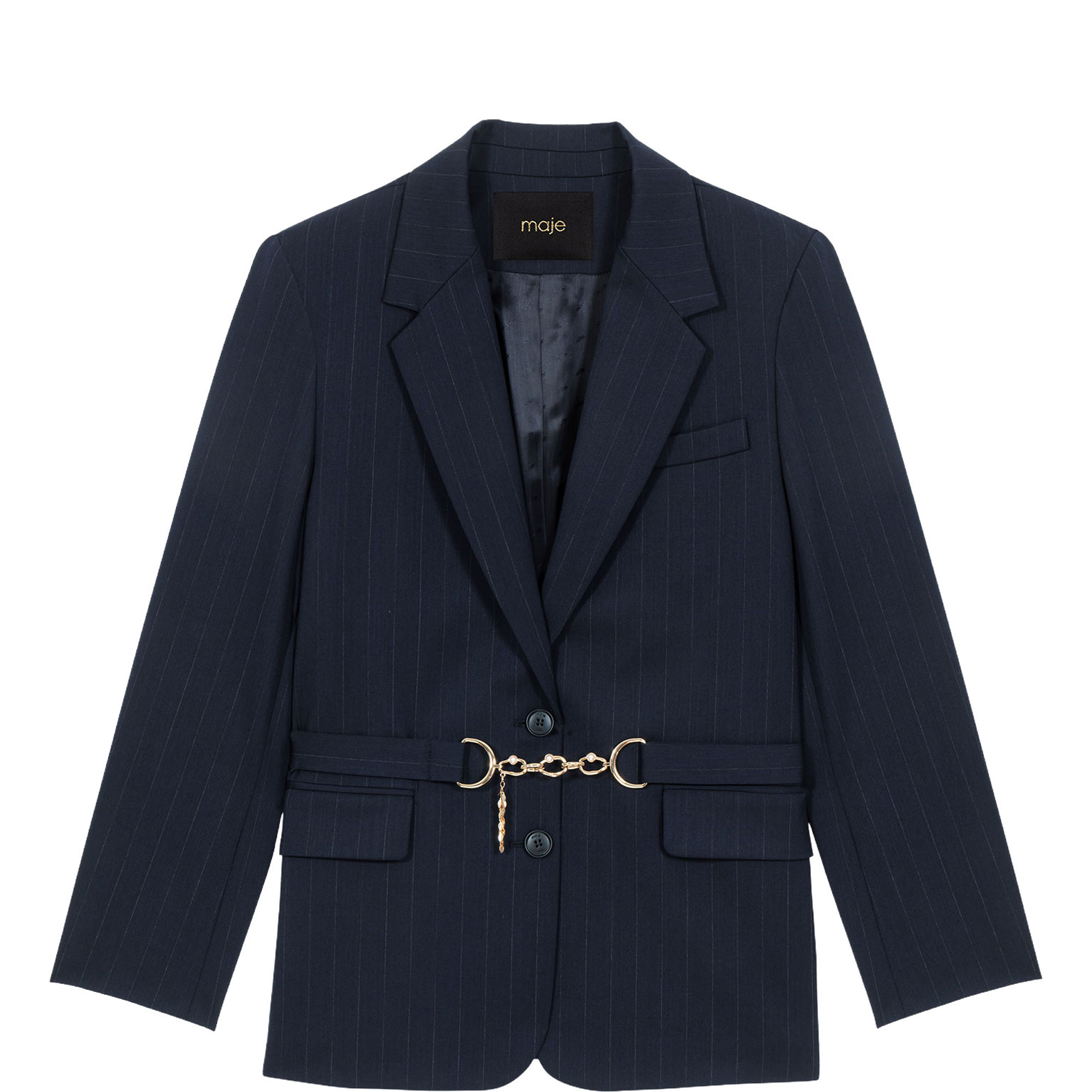 Pinstripe Single-Breasted Suit Jacket