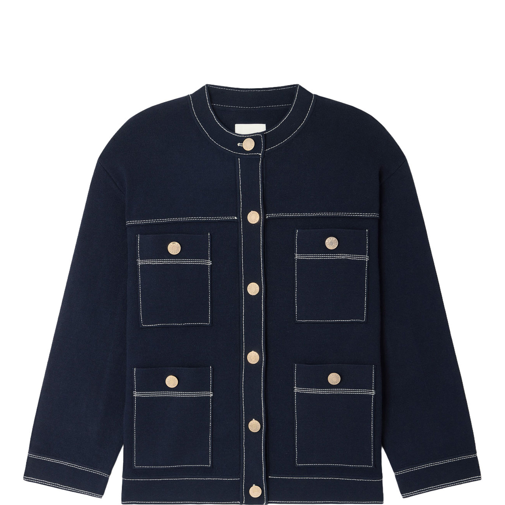 Contrast Stitch Oversized Cardigan