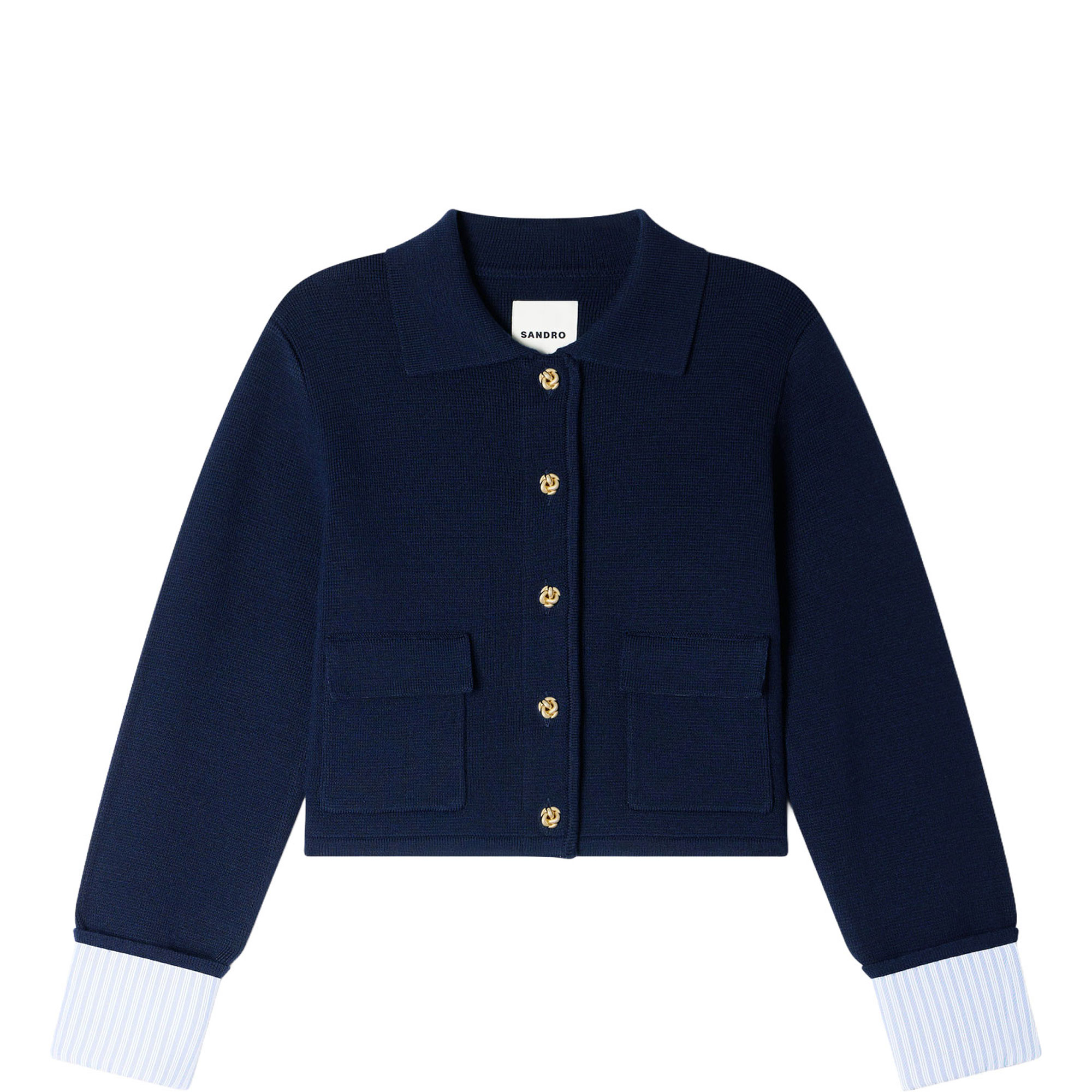 Stripe Patch Pocket Cardigan