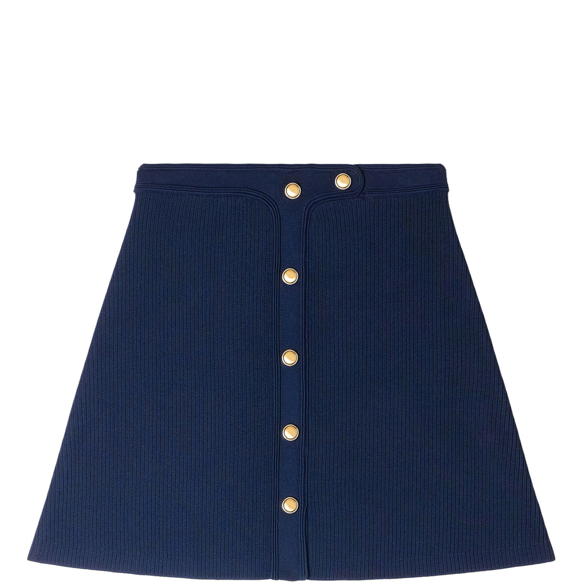 Press Stud Ribbed Mini Skirt