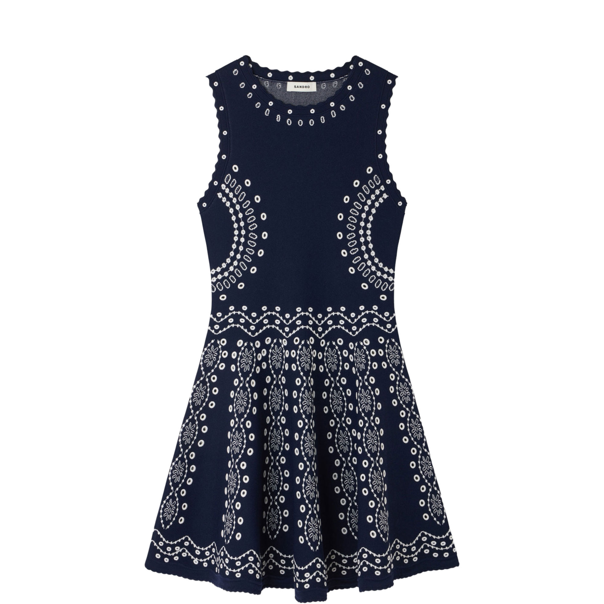 Embroidered Mini Flared Dress