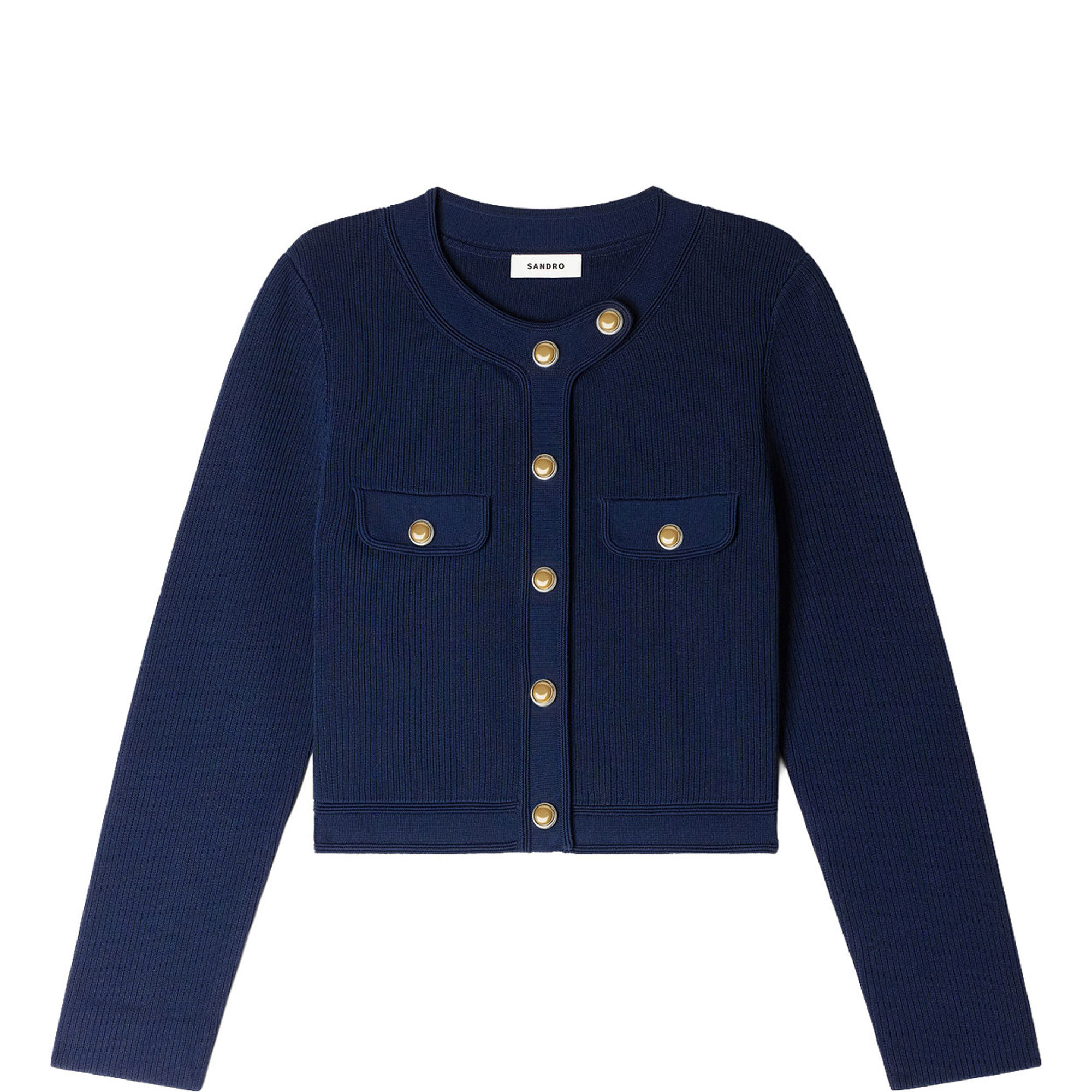 Cropped Rib Knit Cardigan