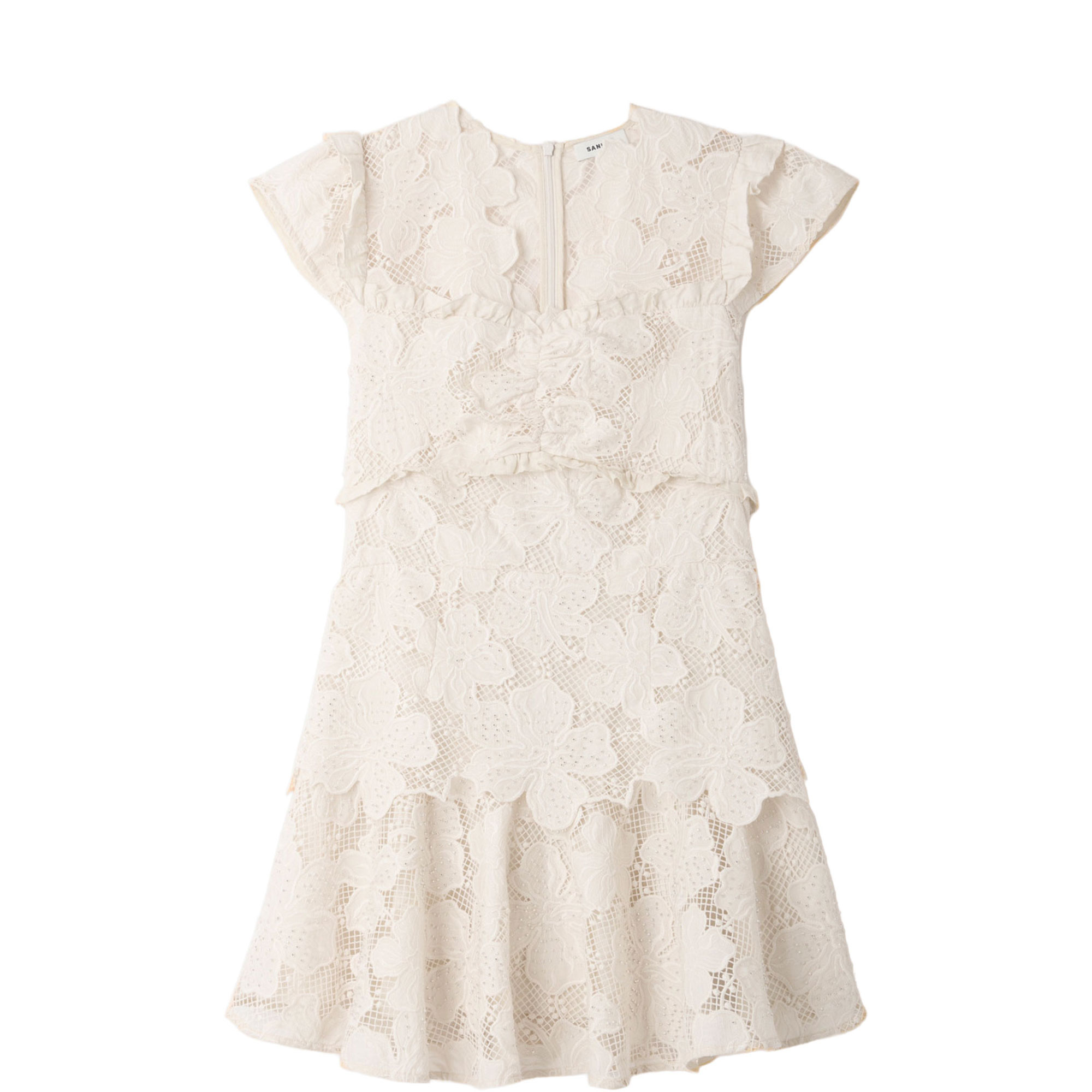 Floral Lace Mini Flared Dress