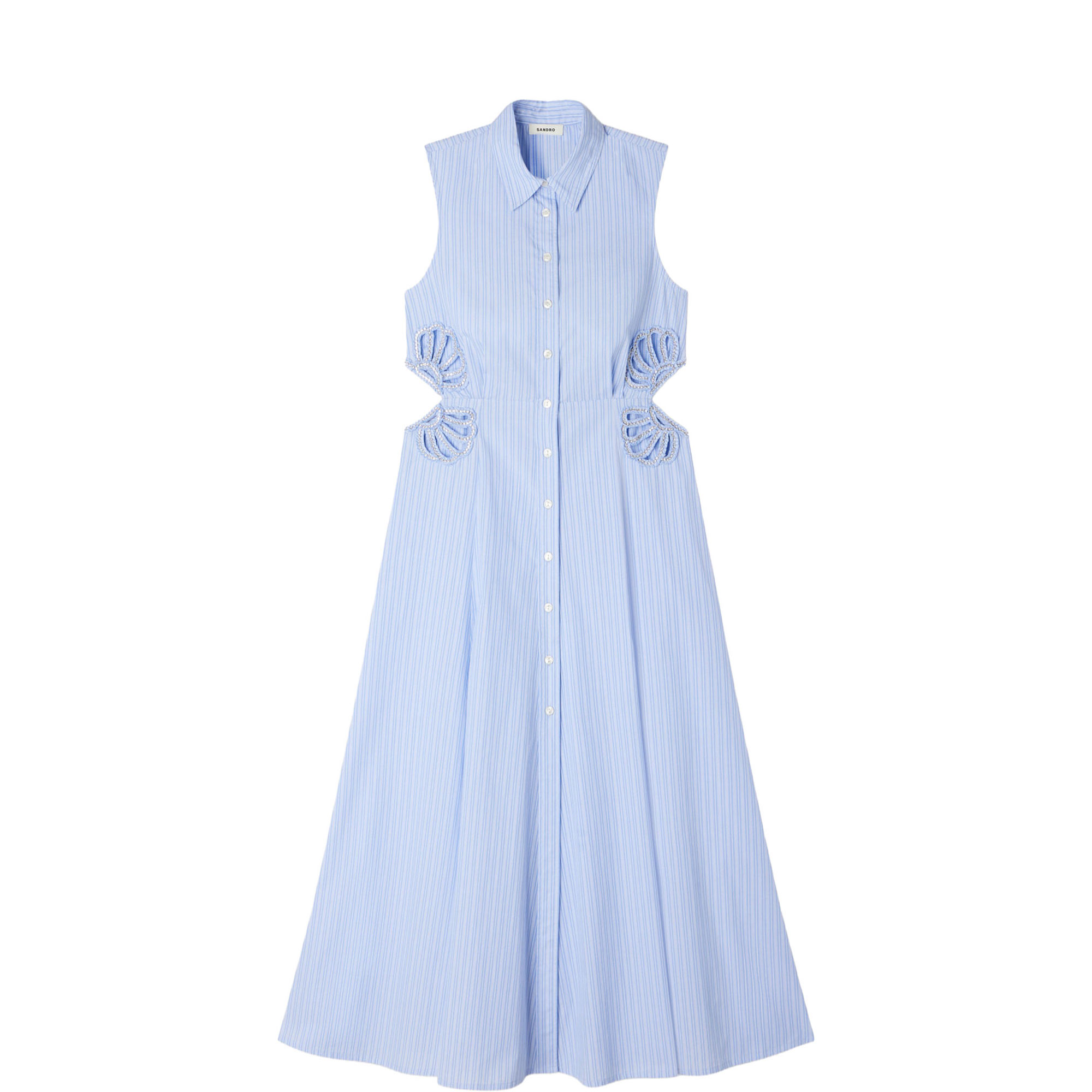 Striped Embellished Shirt Dress