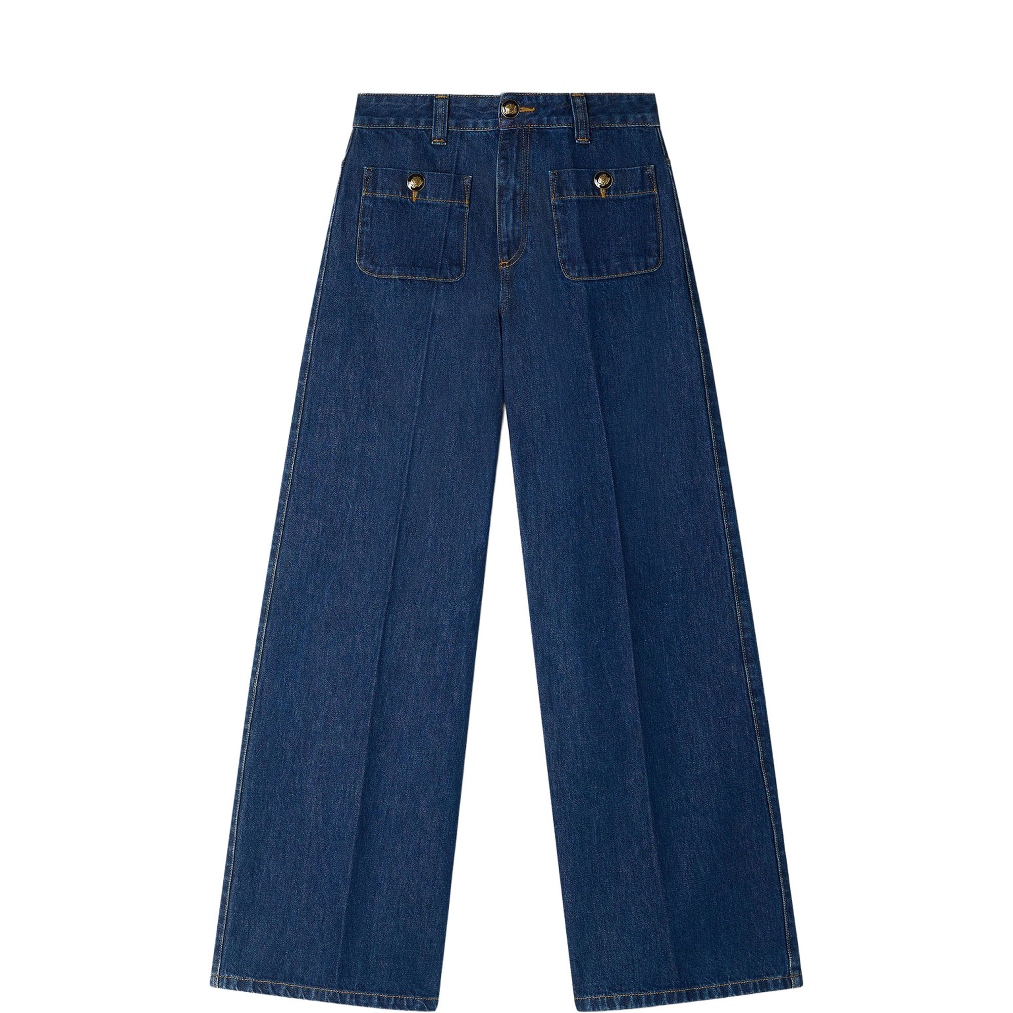 Patch Pocket Straight Leg Jeans
