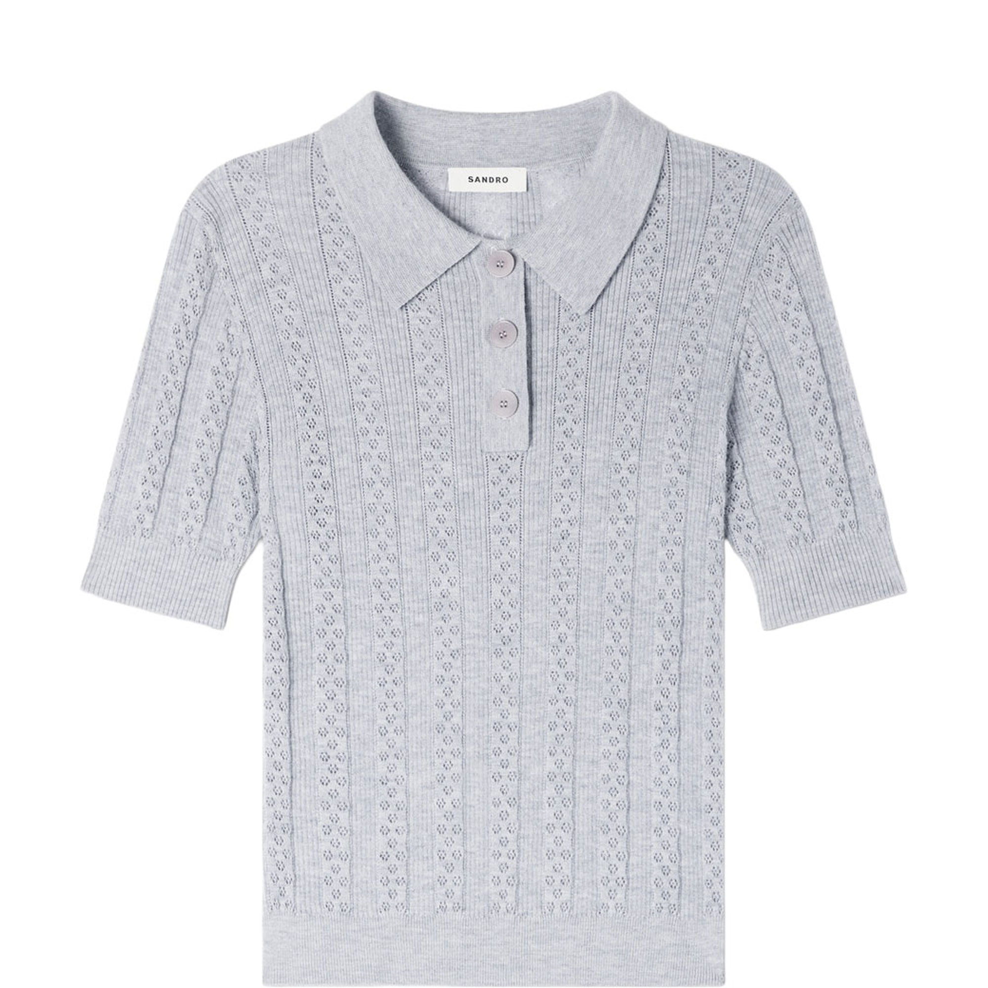 Pointelle Polo Sweater