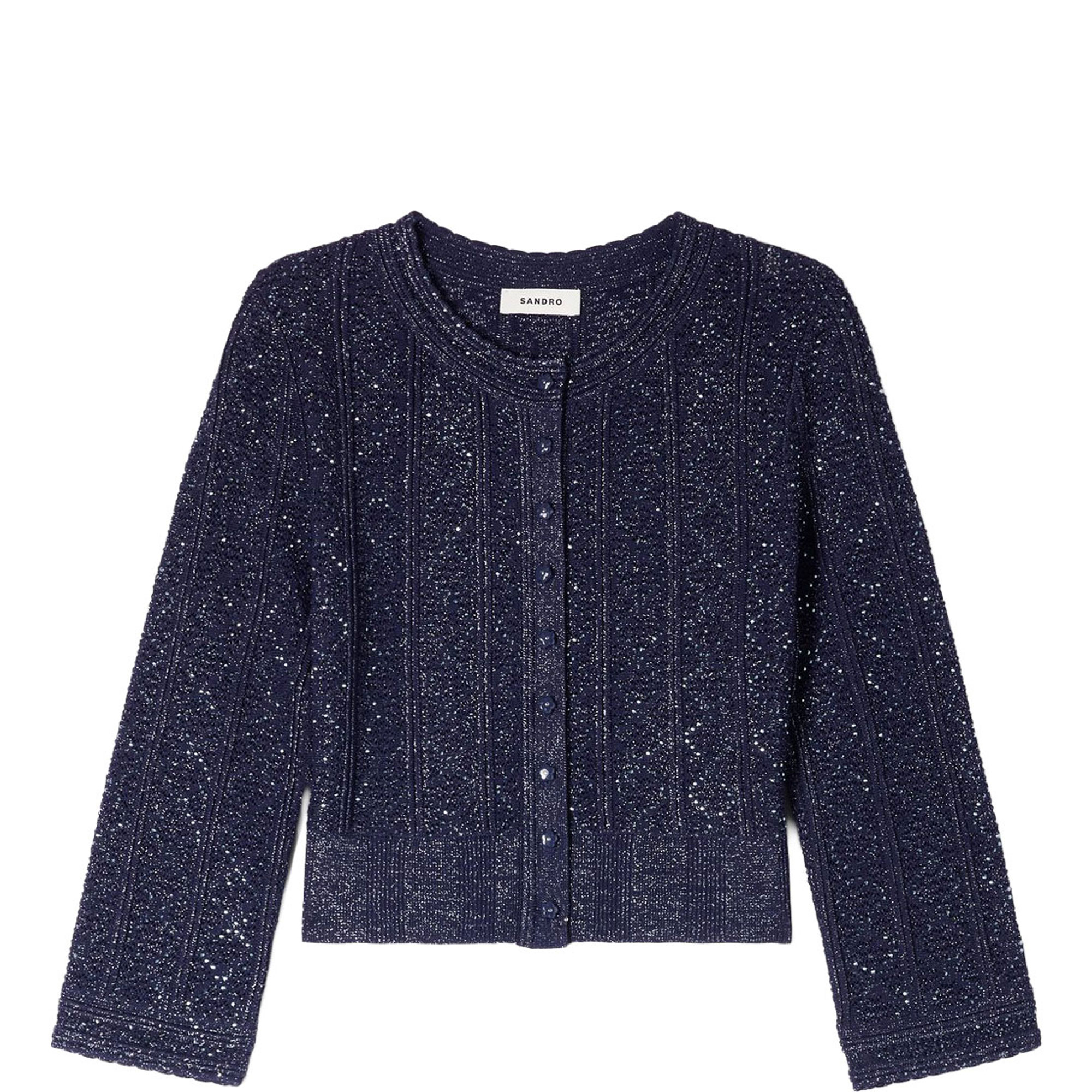 Cropped Strass Knitted Cardigan