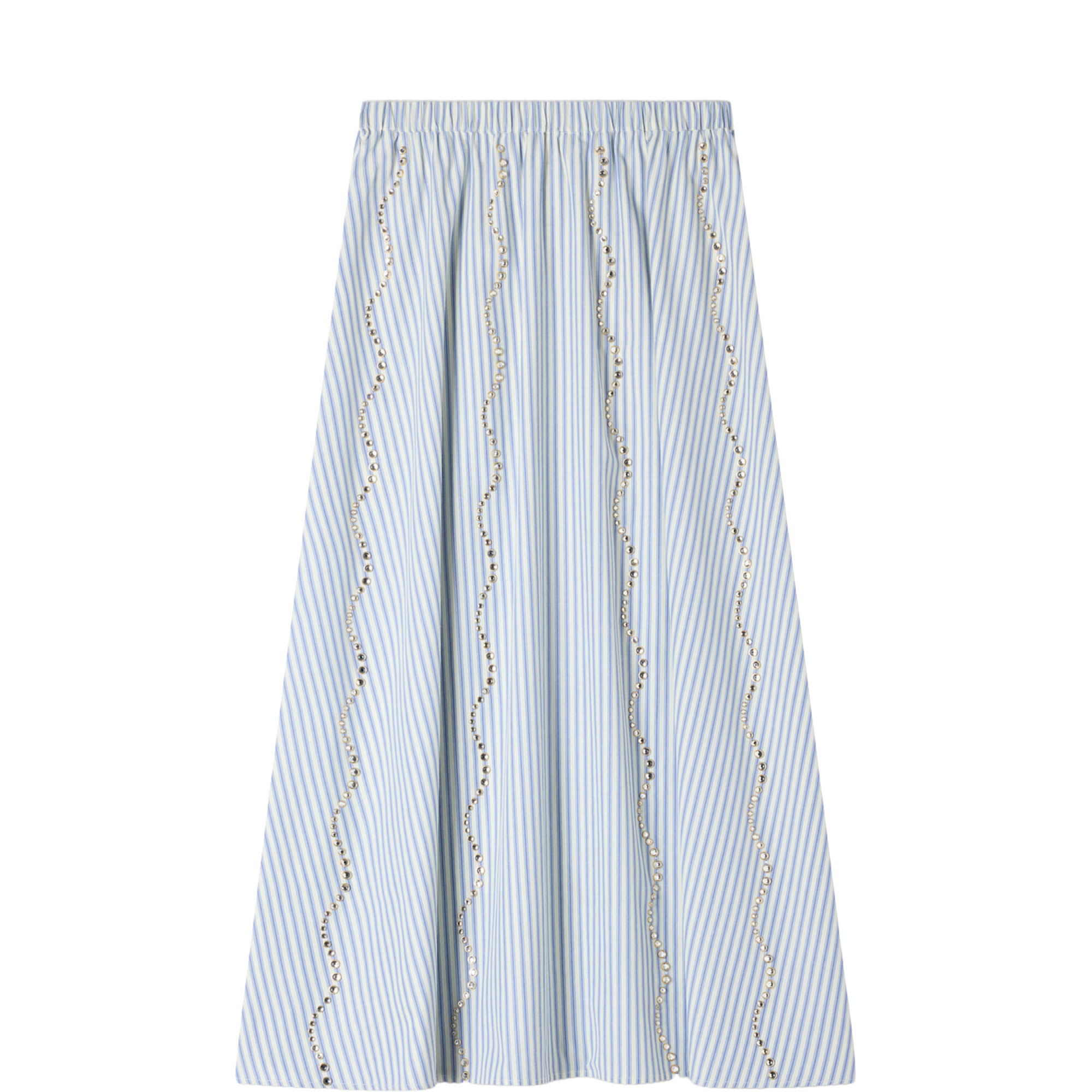 Striped Embellished Flared Skirt