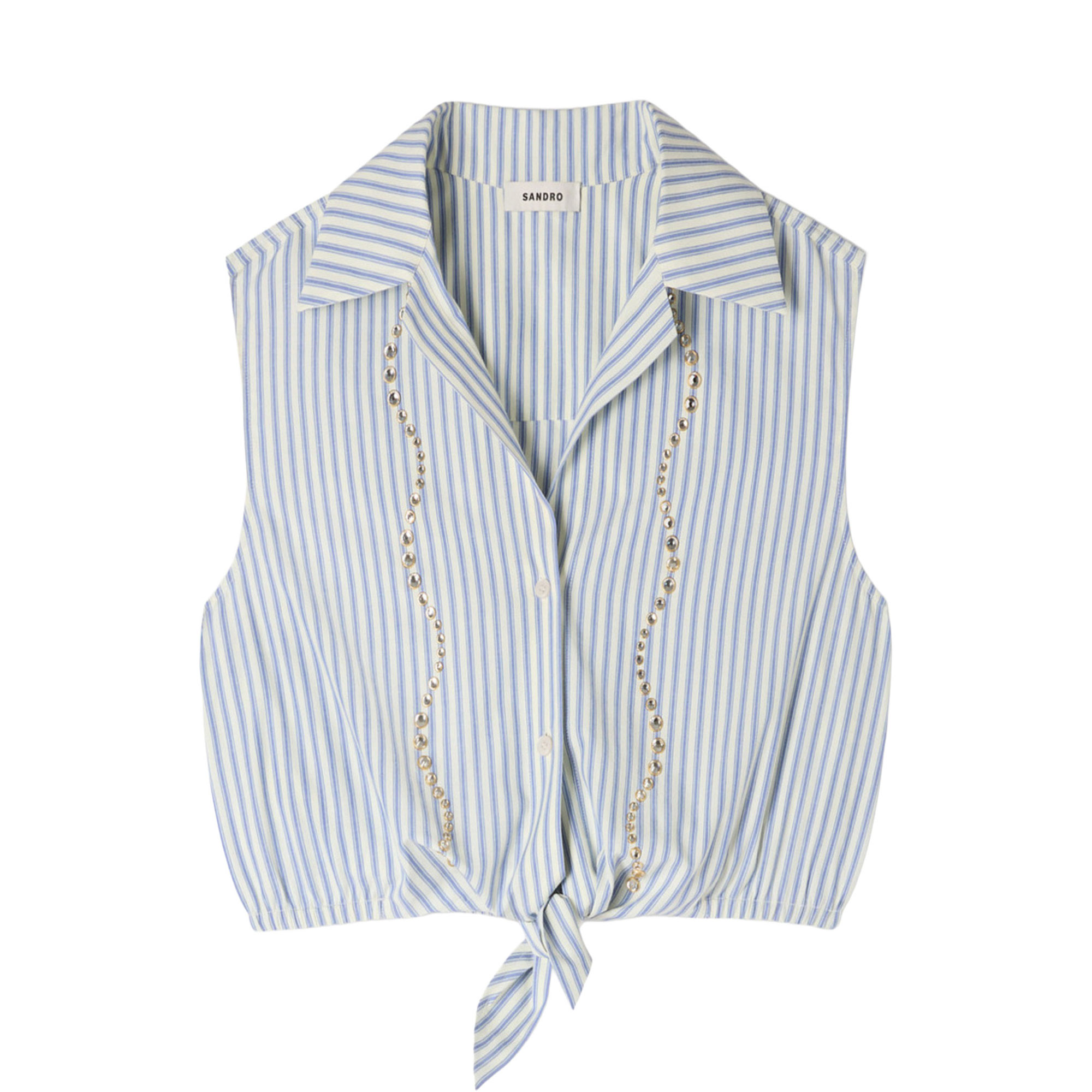 Striped Embellished Cropped Shirt