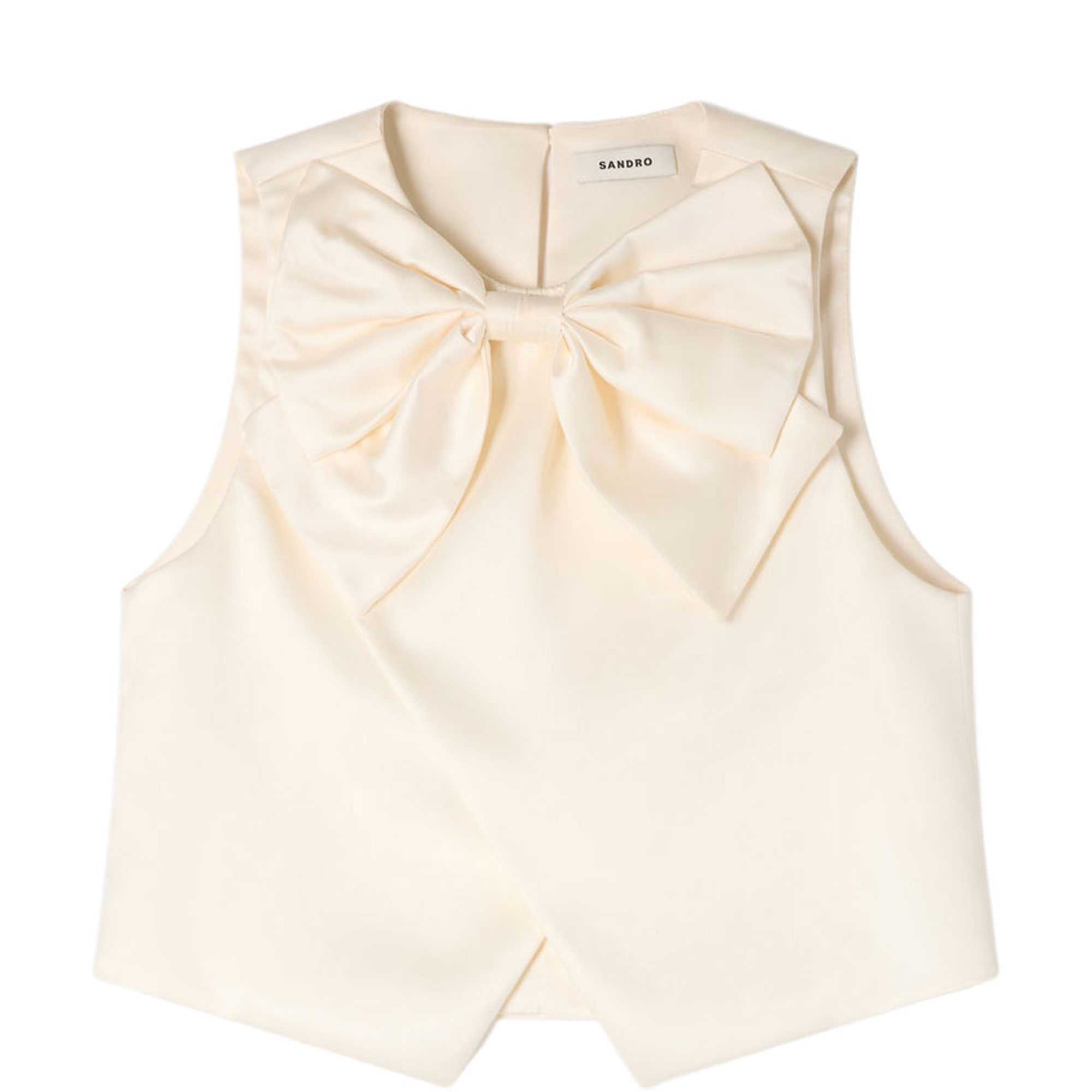 Satin Bow Cropped Blouse