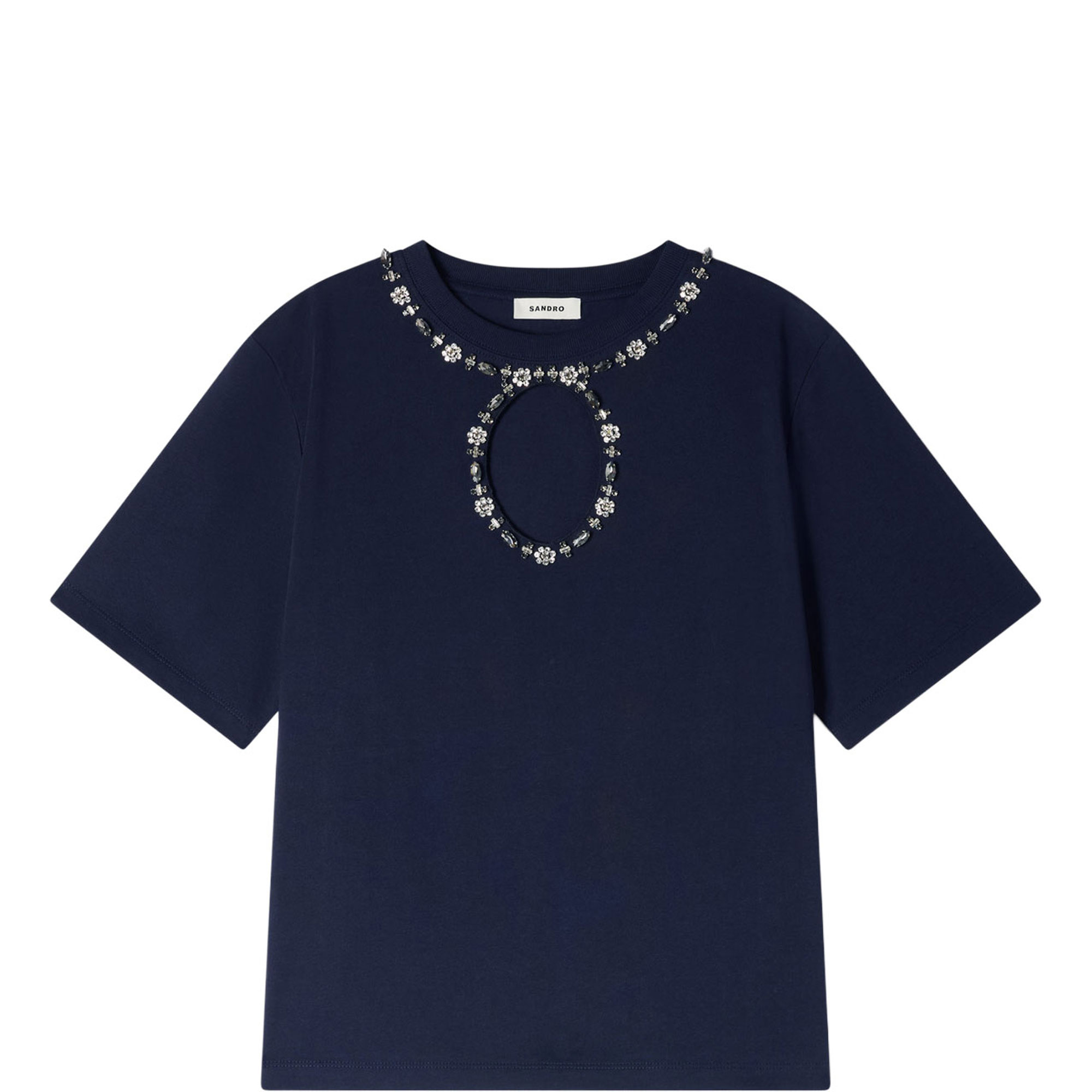 Rhinestone Cut-Out Blouse