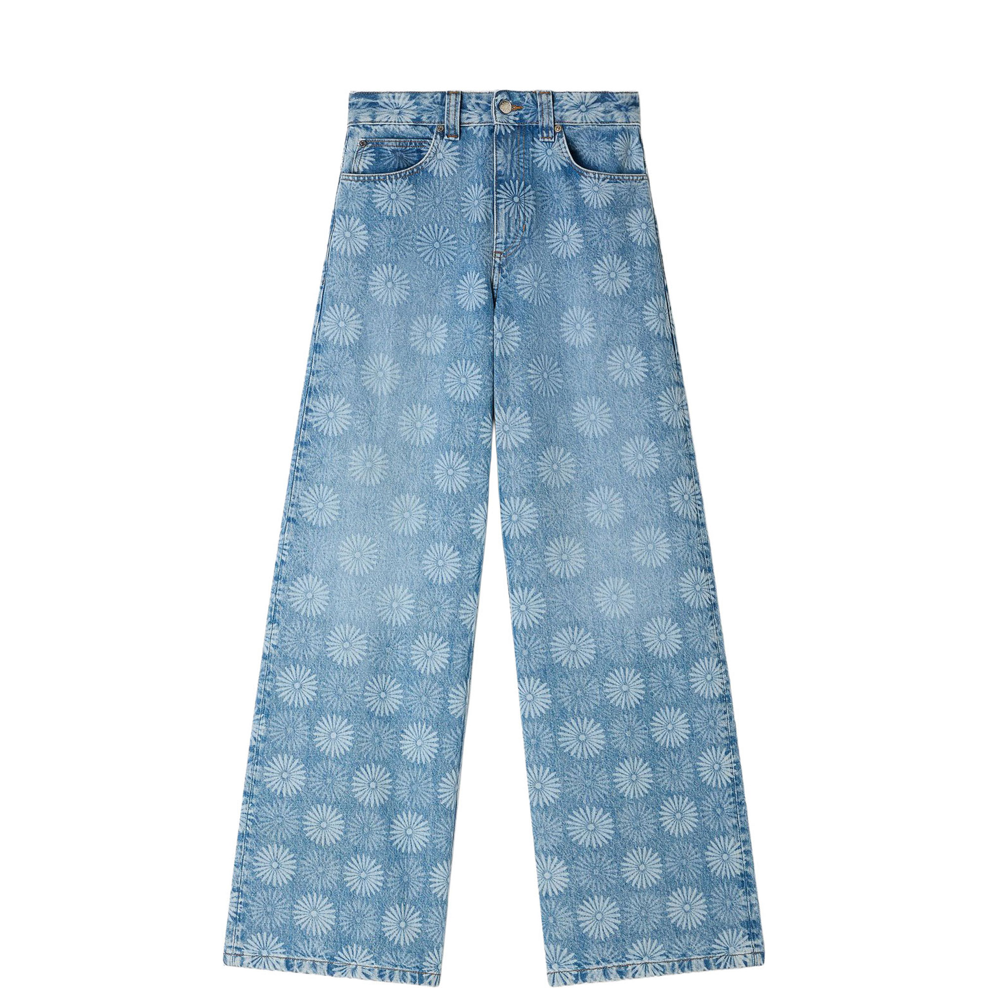 Floral High-Rise Wide Leg Jeans