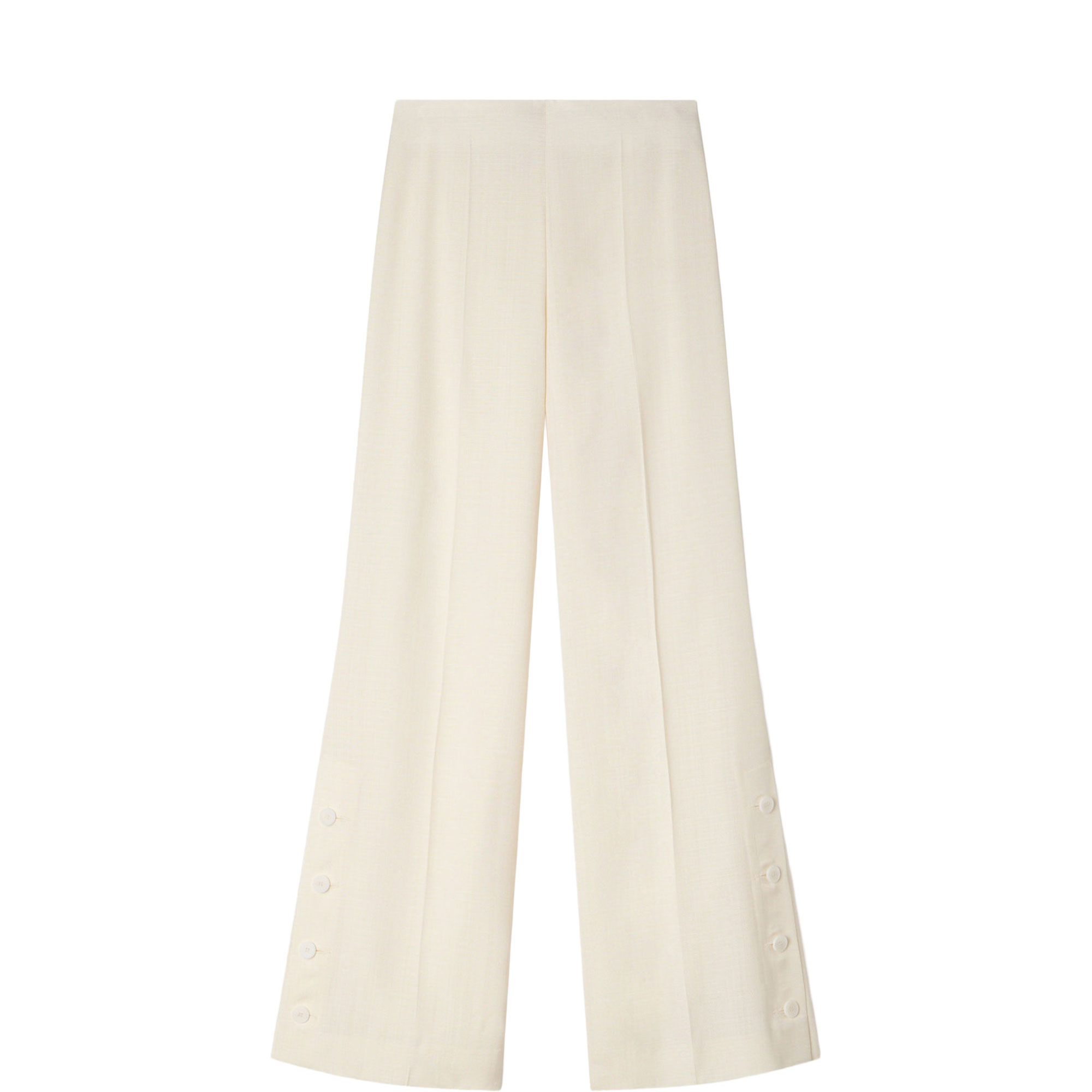 Buttoned Slit Wide Leg Trousers