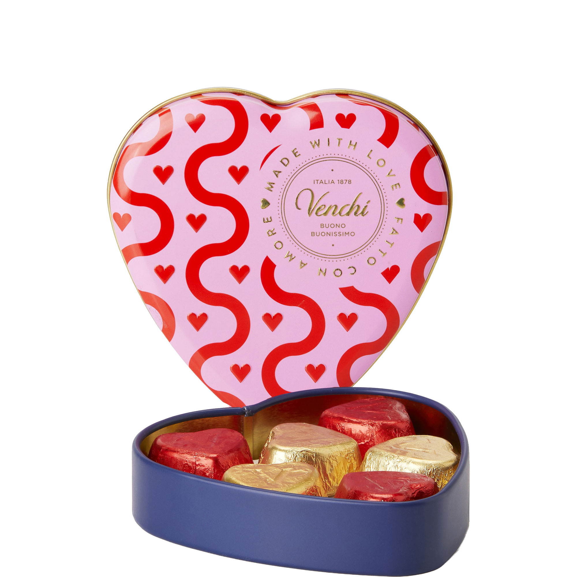 10-Piece Assorted Chocolates in Small Heart Tin Box 48g
