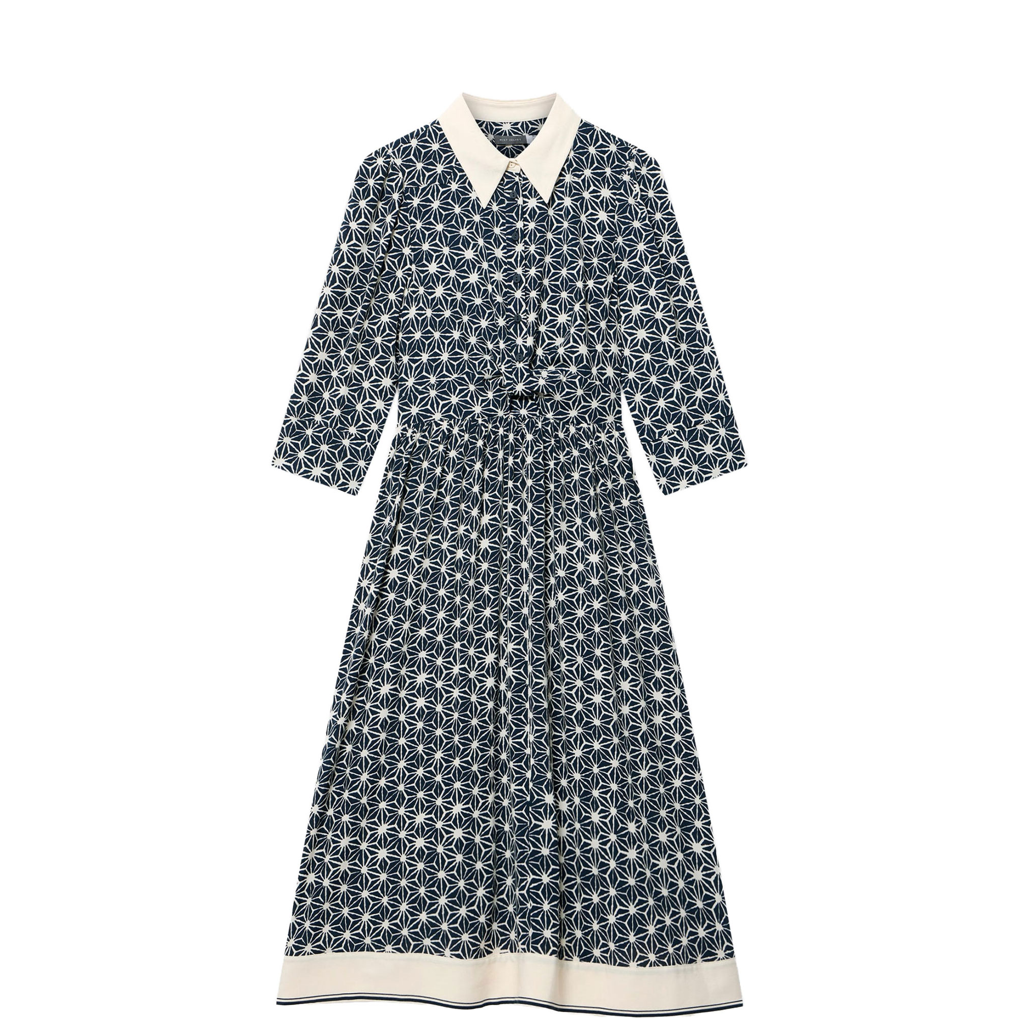 Printed Contrast Trim Shirt Dress