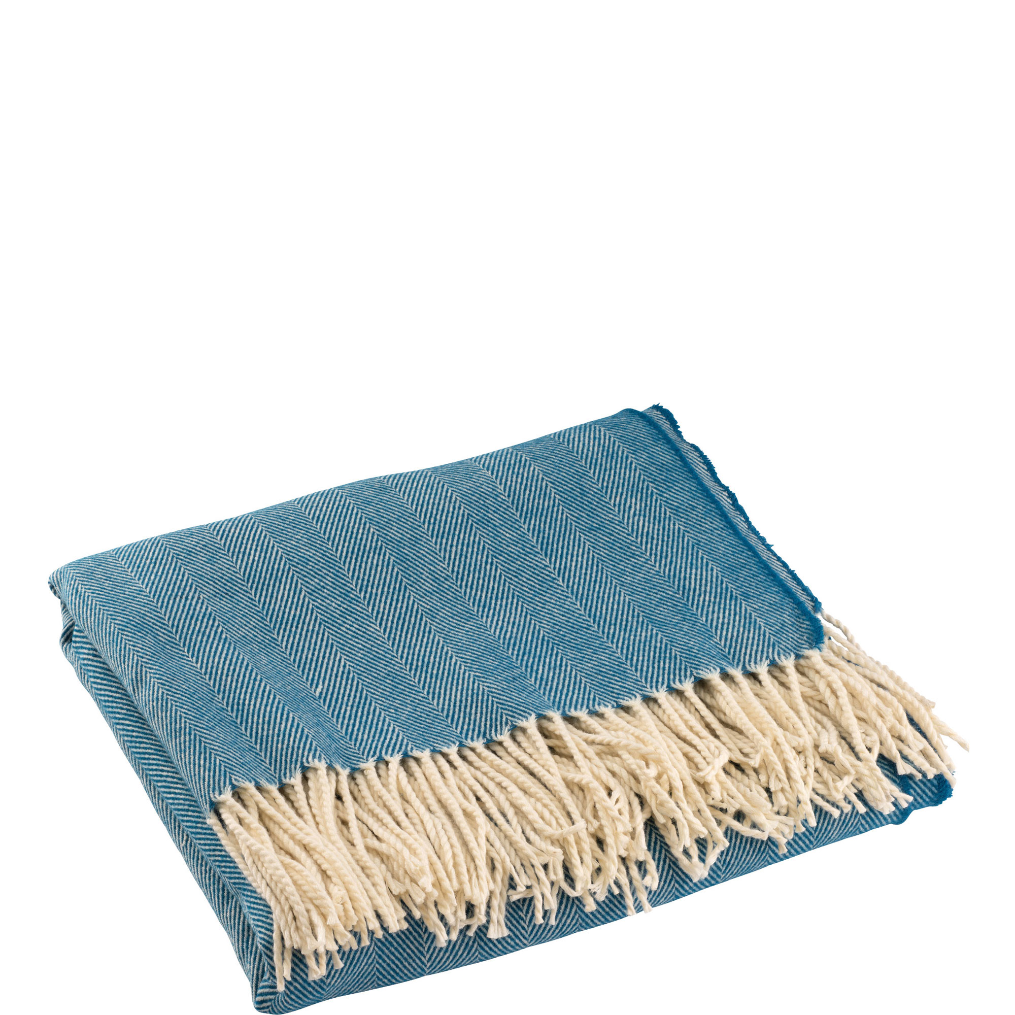 Herringbone Textured Throw Atlantic Blue