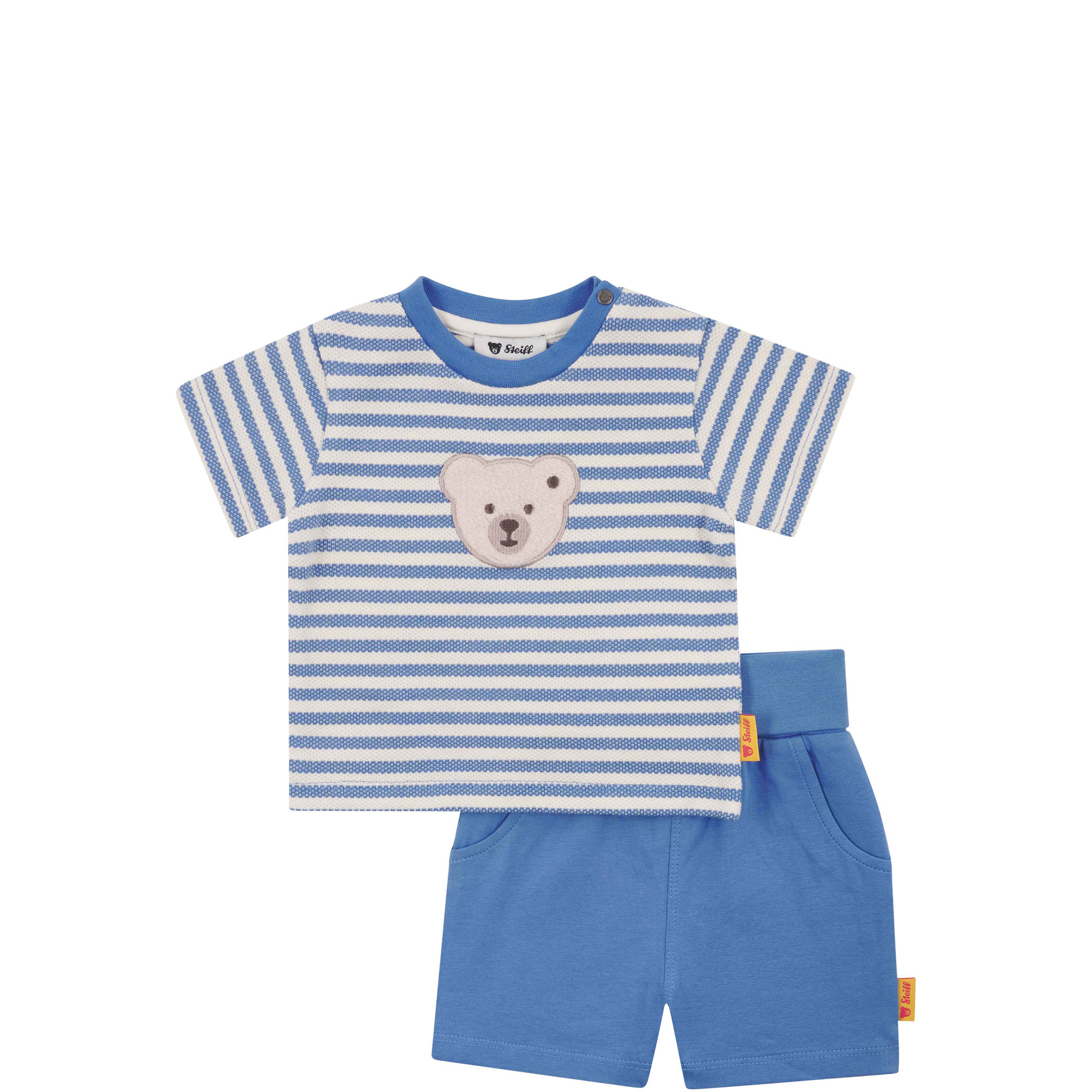 Bear Striped T-Shirt & Shorts Two-Piece Set