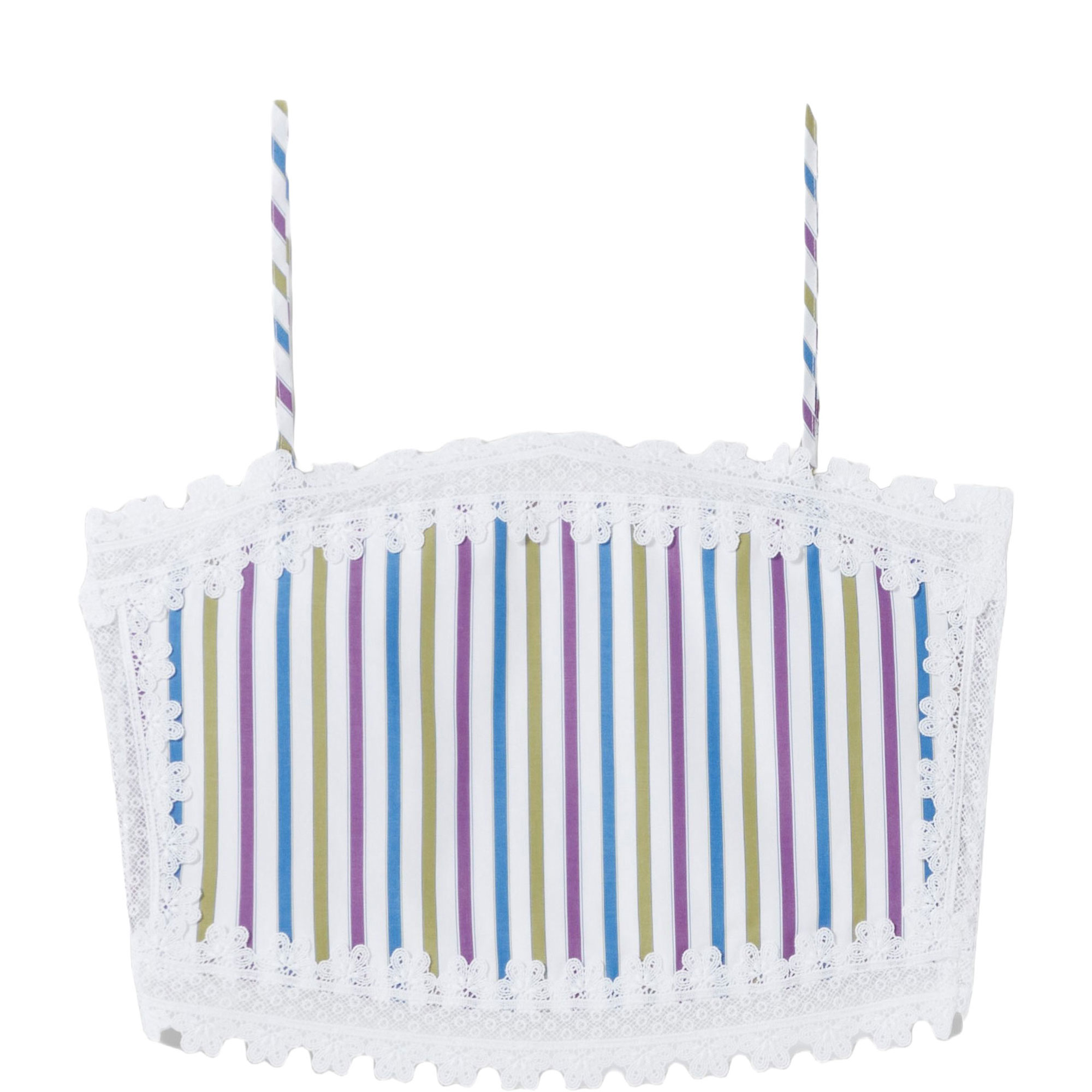 Striped Lace Trim Cropped Top