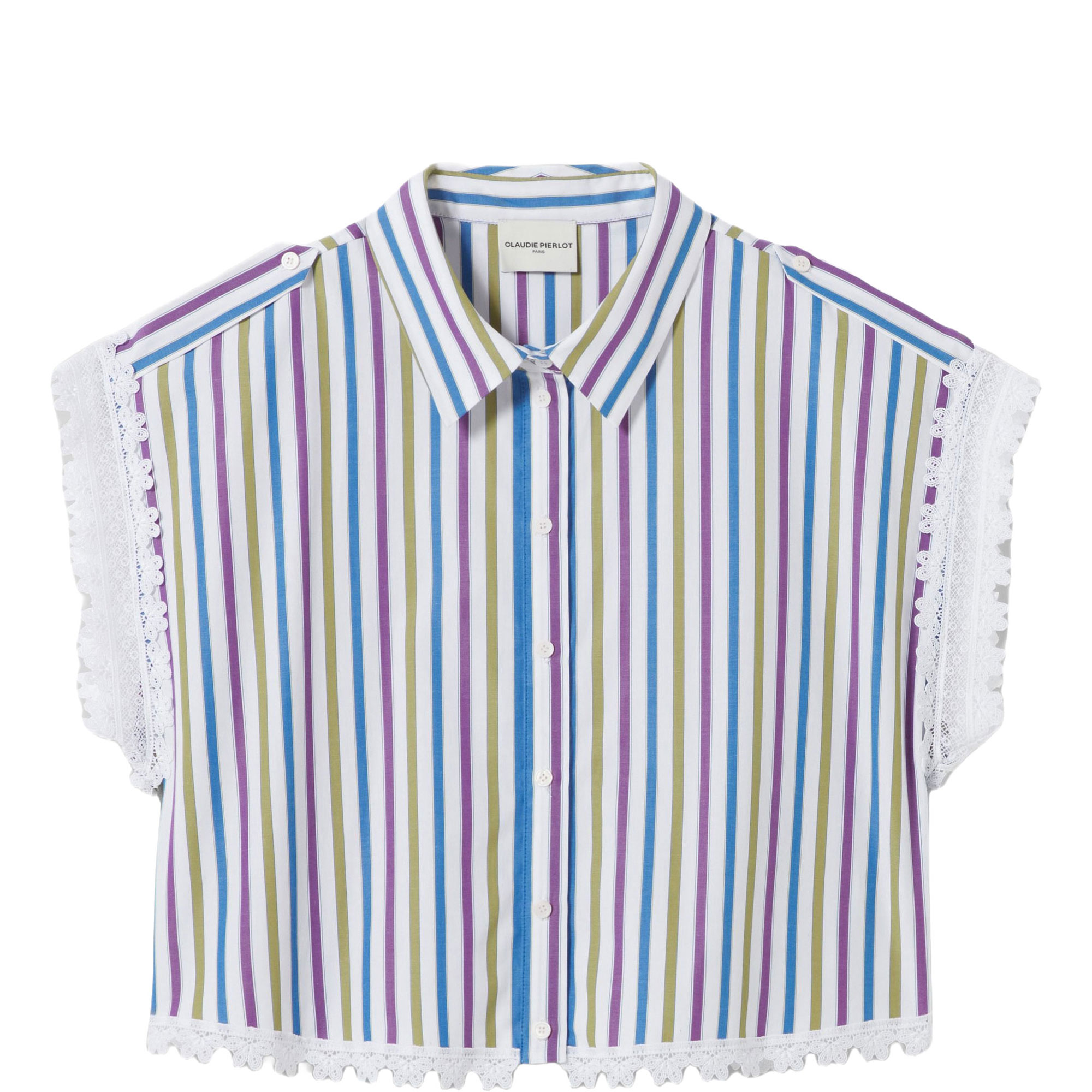 Striped Lace Trim Shirt