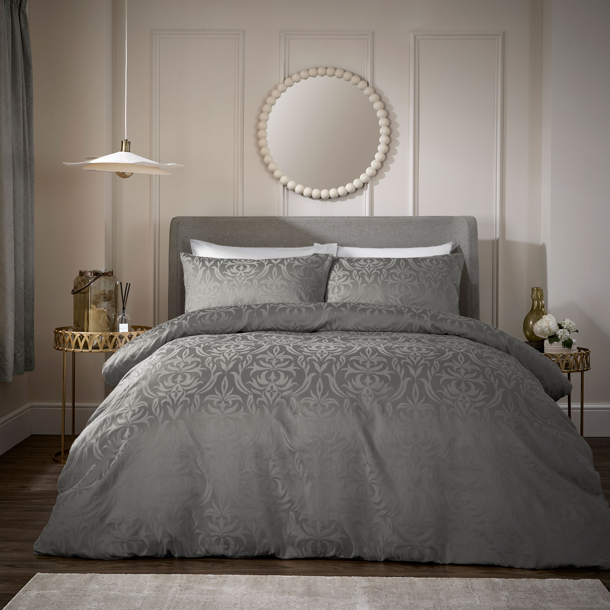Damask Duvet Set Silver