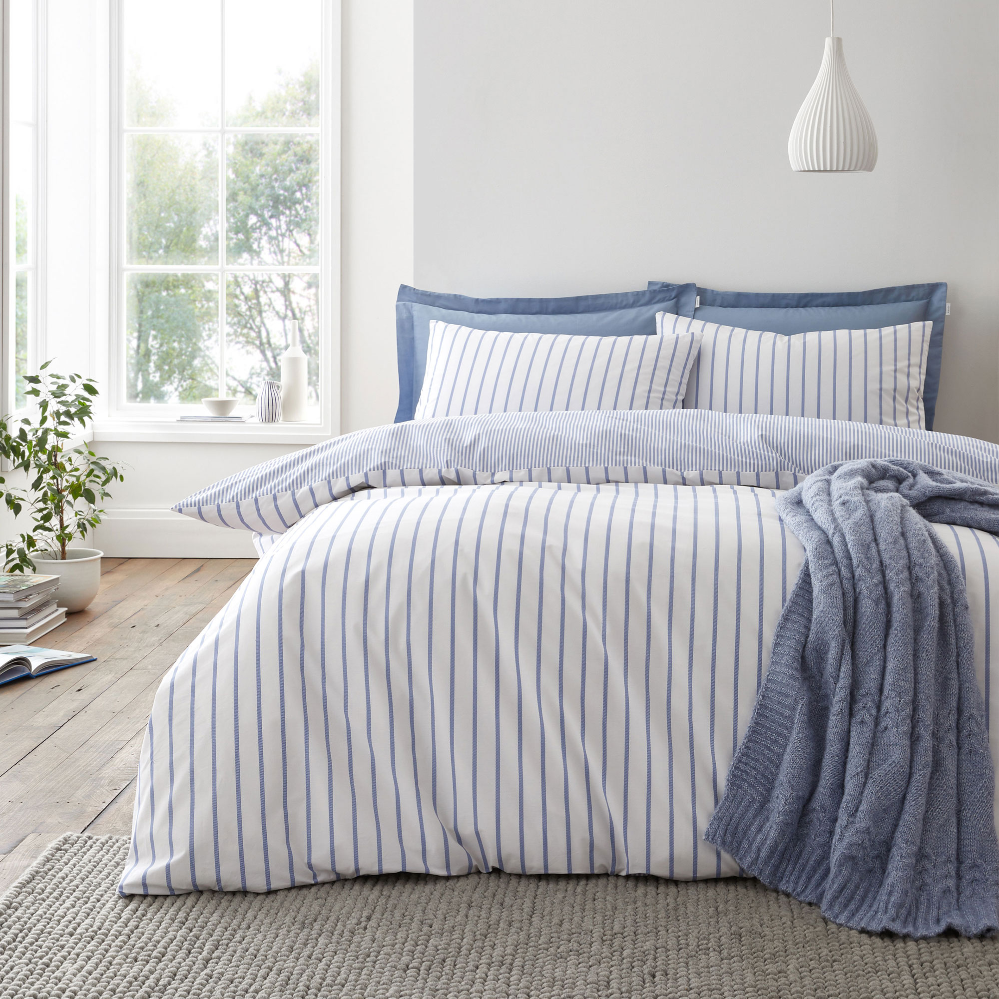 Hampton Stripe Duvet Set Blue