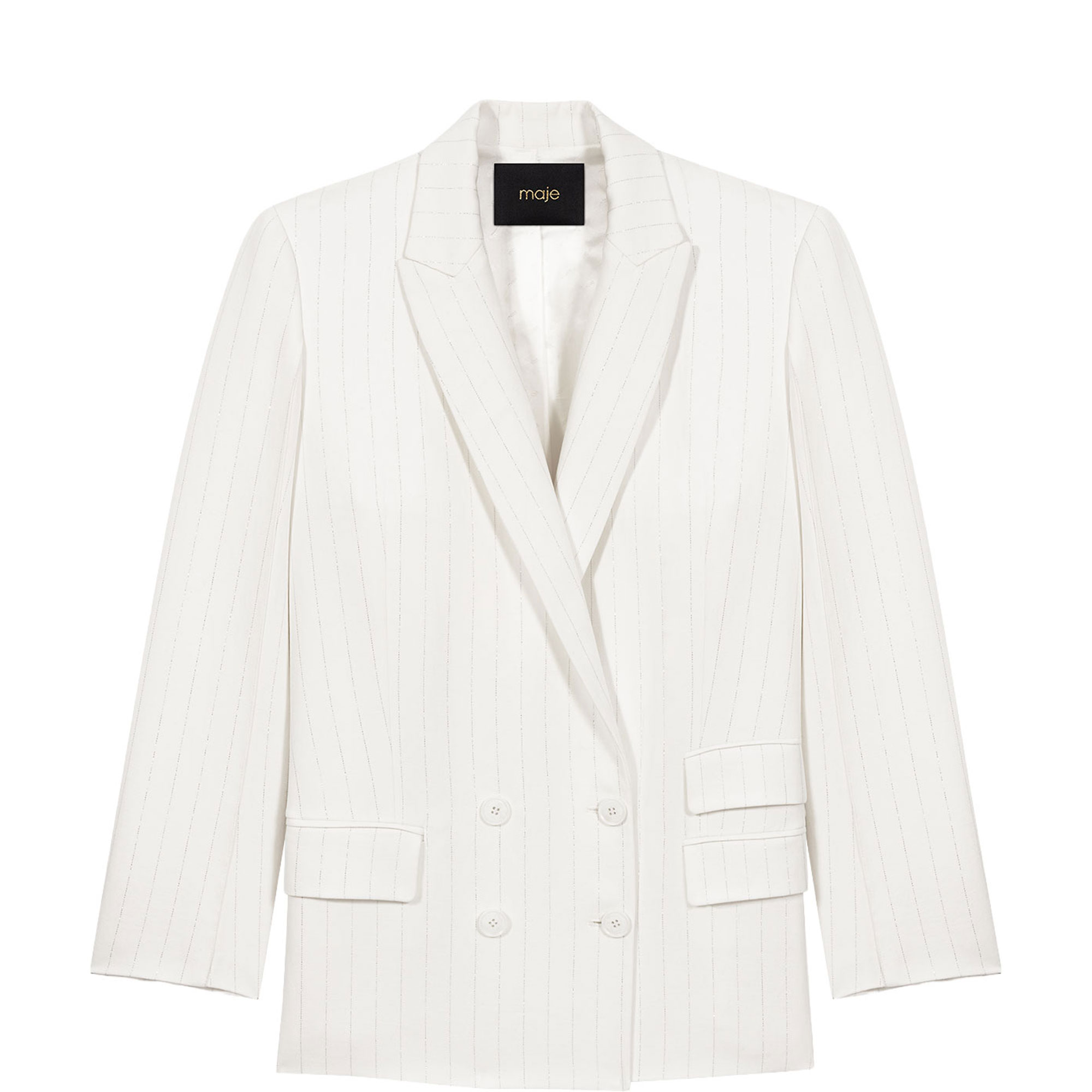 Pinstripe Double-Breasted Suit Jacket