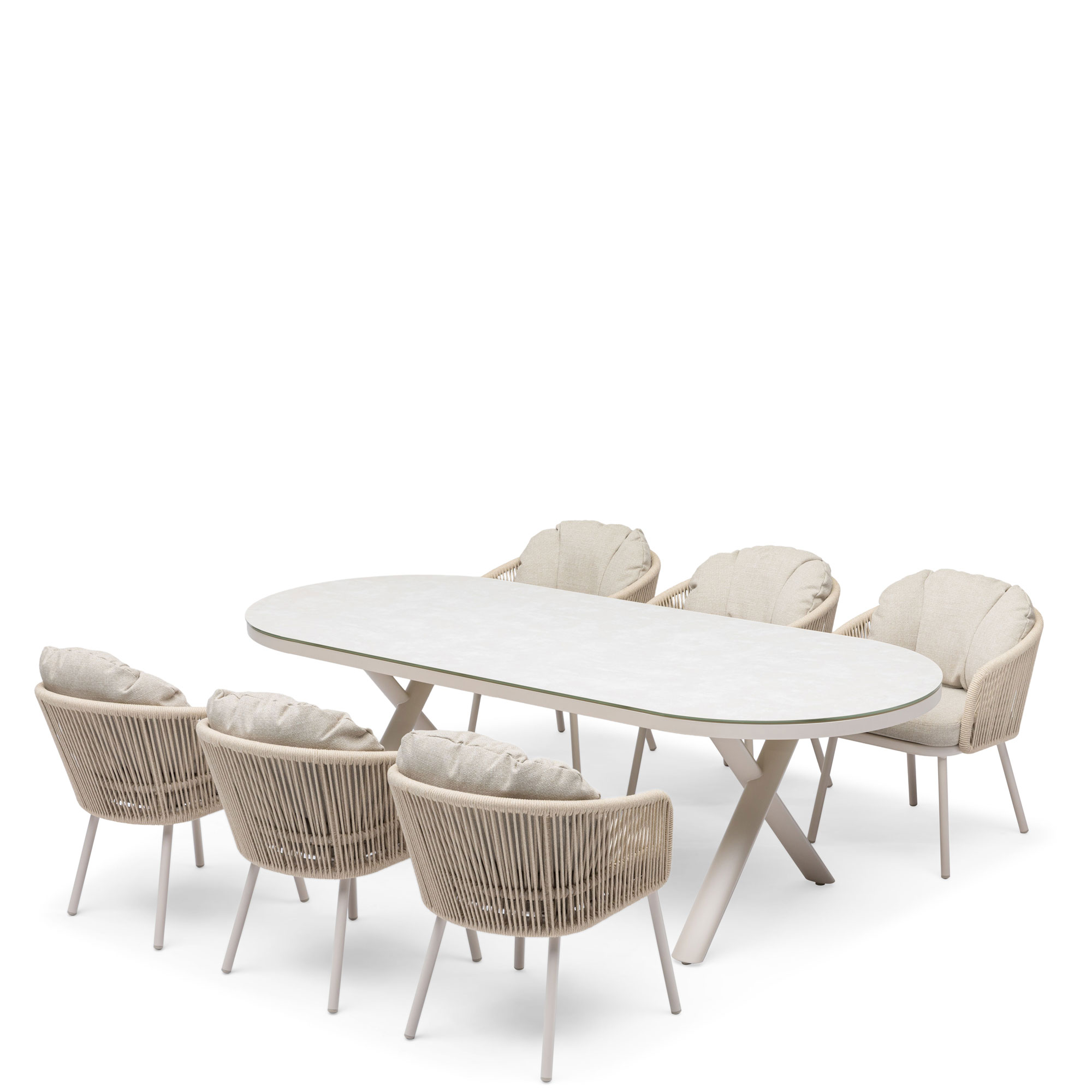 Alvin Oval Garden 7-Piece Dining Set Nature