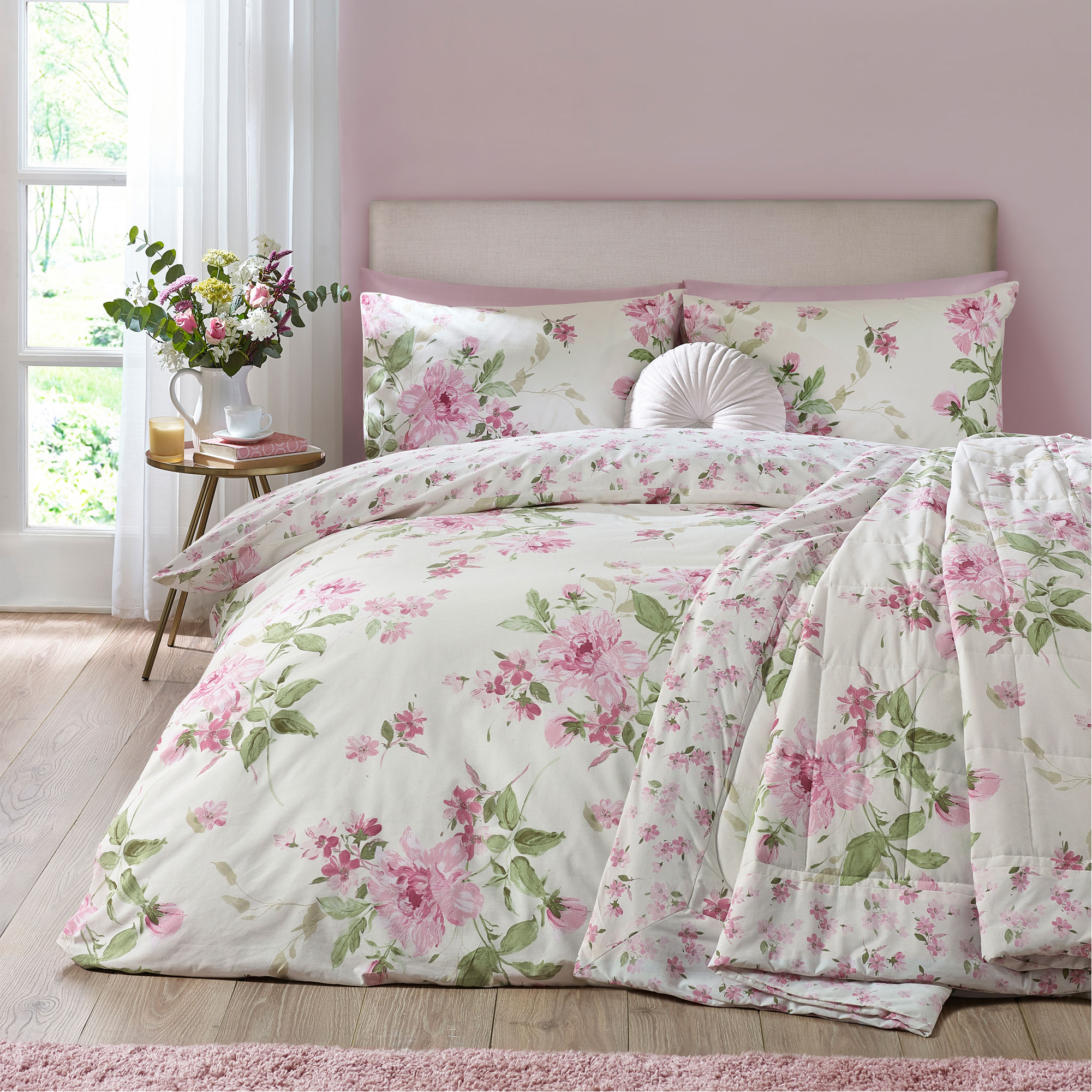 Avebury Floral Coordinated Bedding Cream