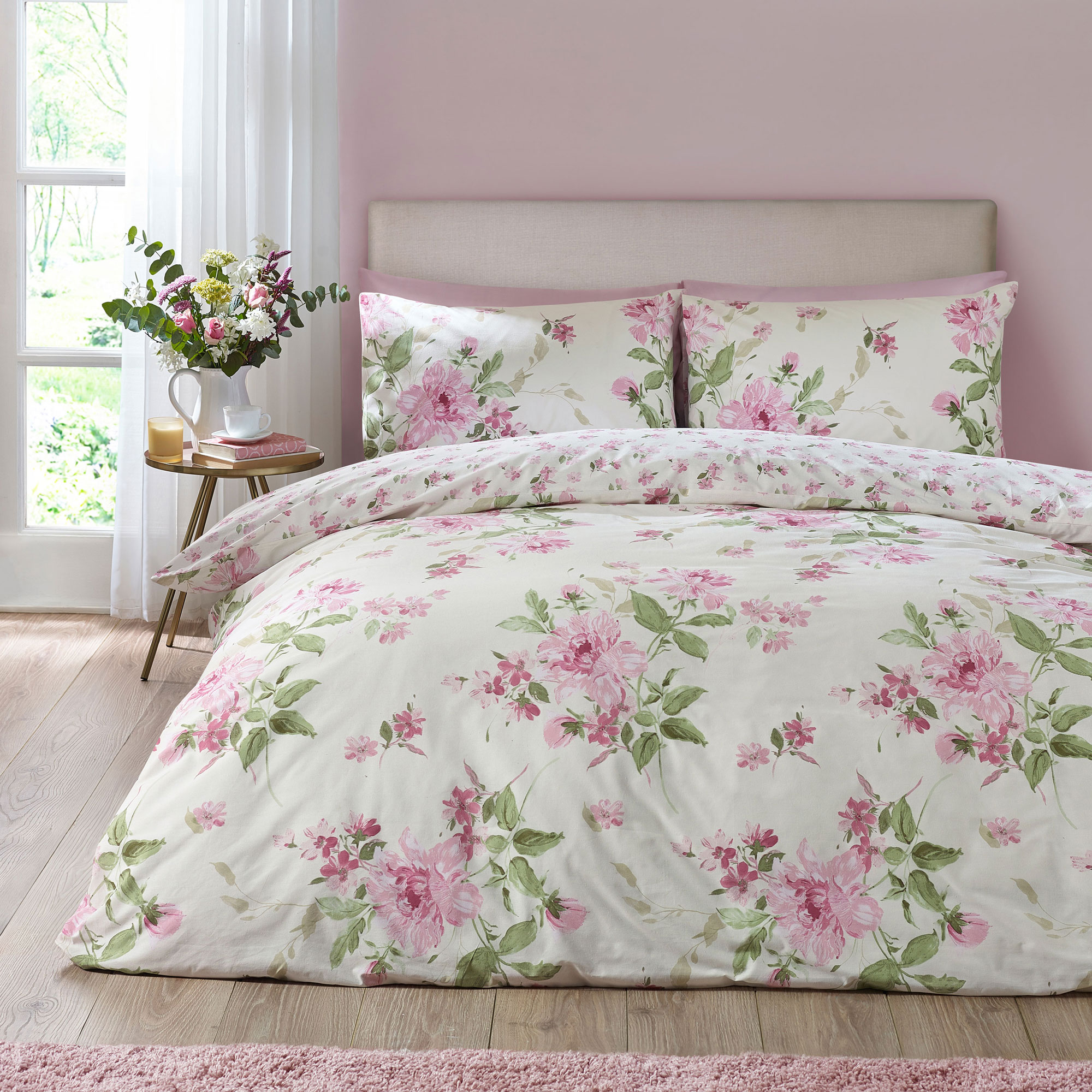 Avebury Floral Duvet Set Cream