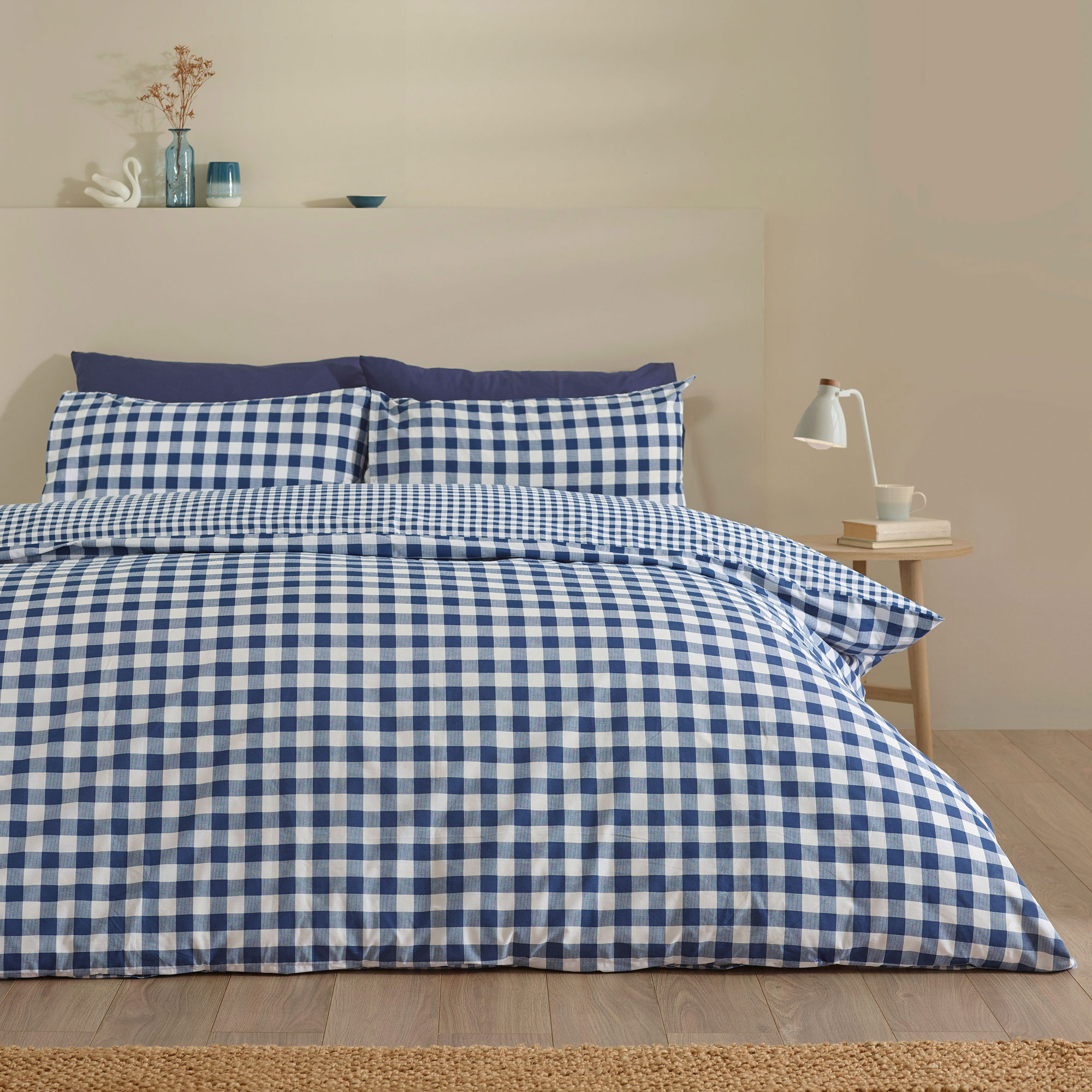 Bamford Gingham Duvet Set Navy Blue