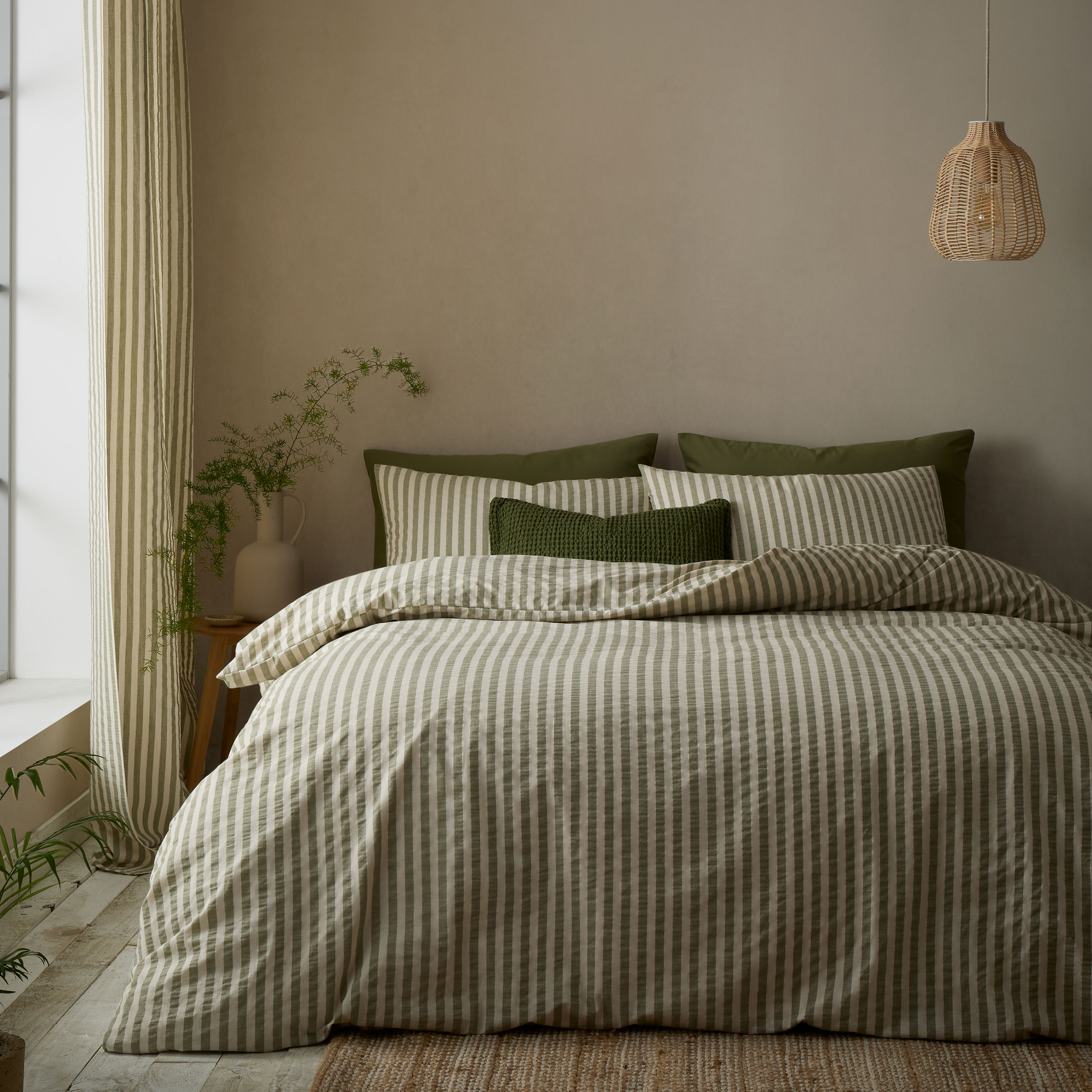 Woven Stripe Duvet Set Green