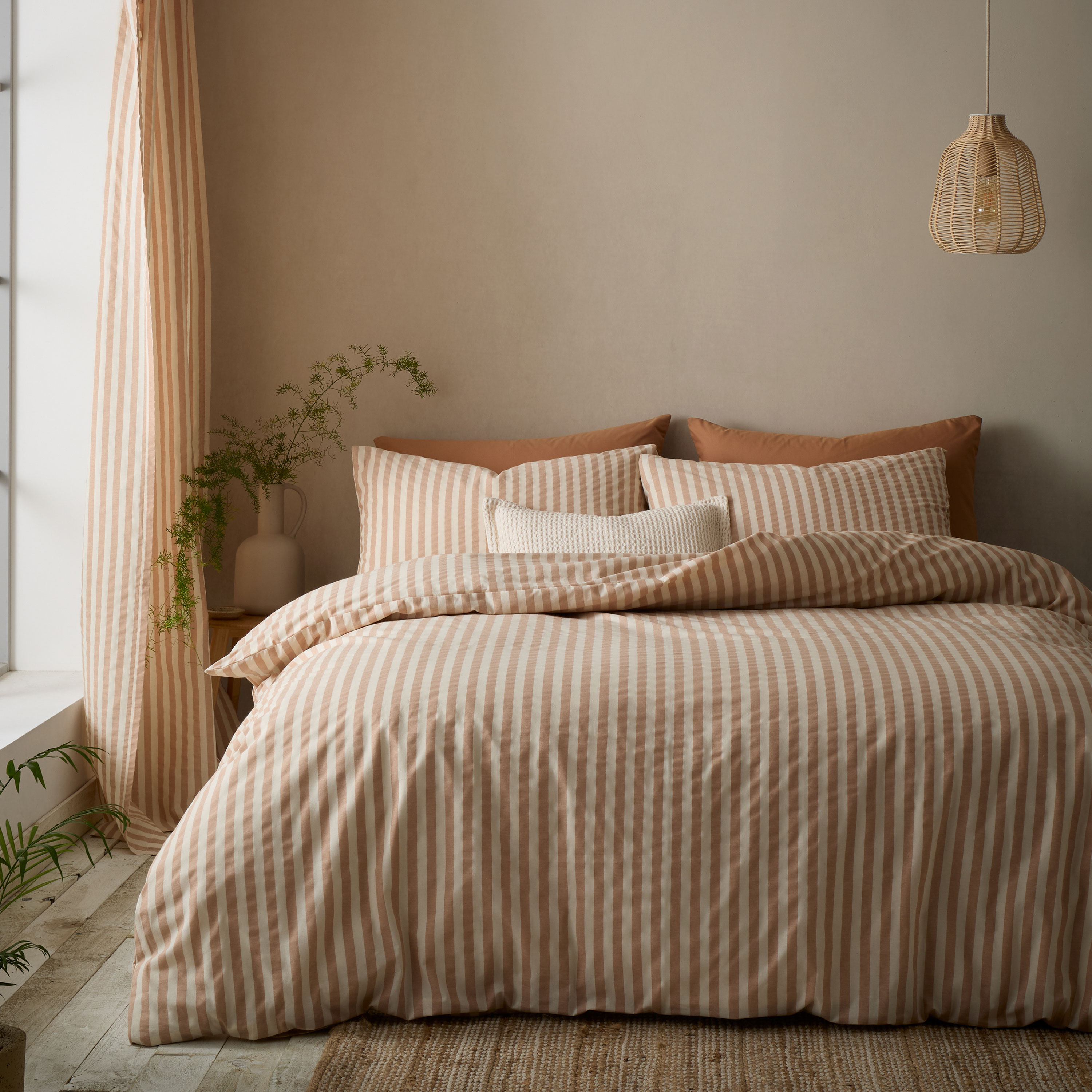 Woven Stripe Duvet Set Clay