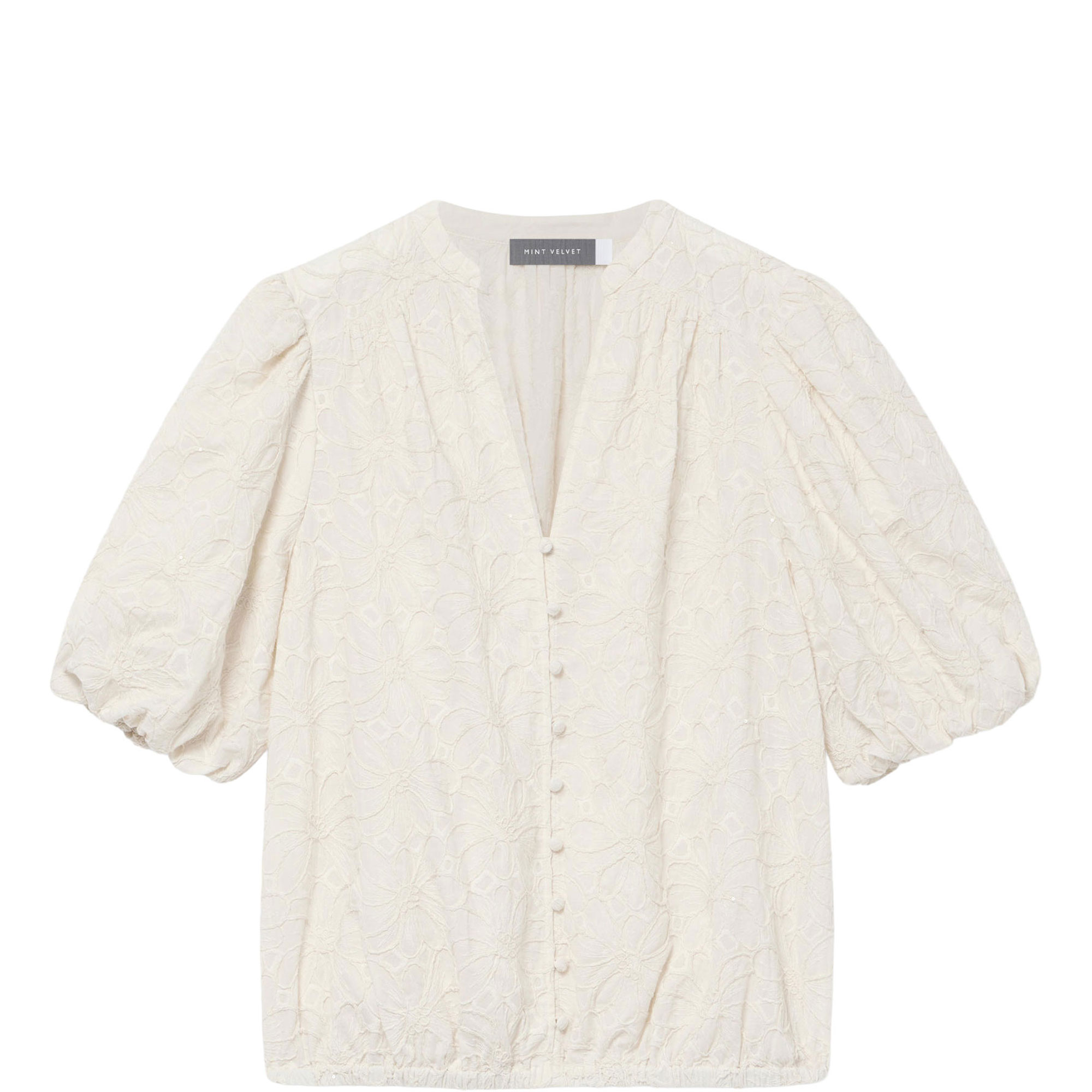 Ivory Textured Floral Blouse