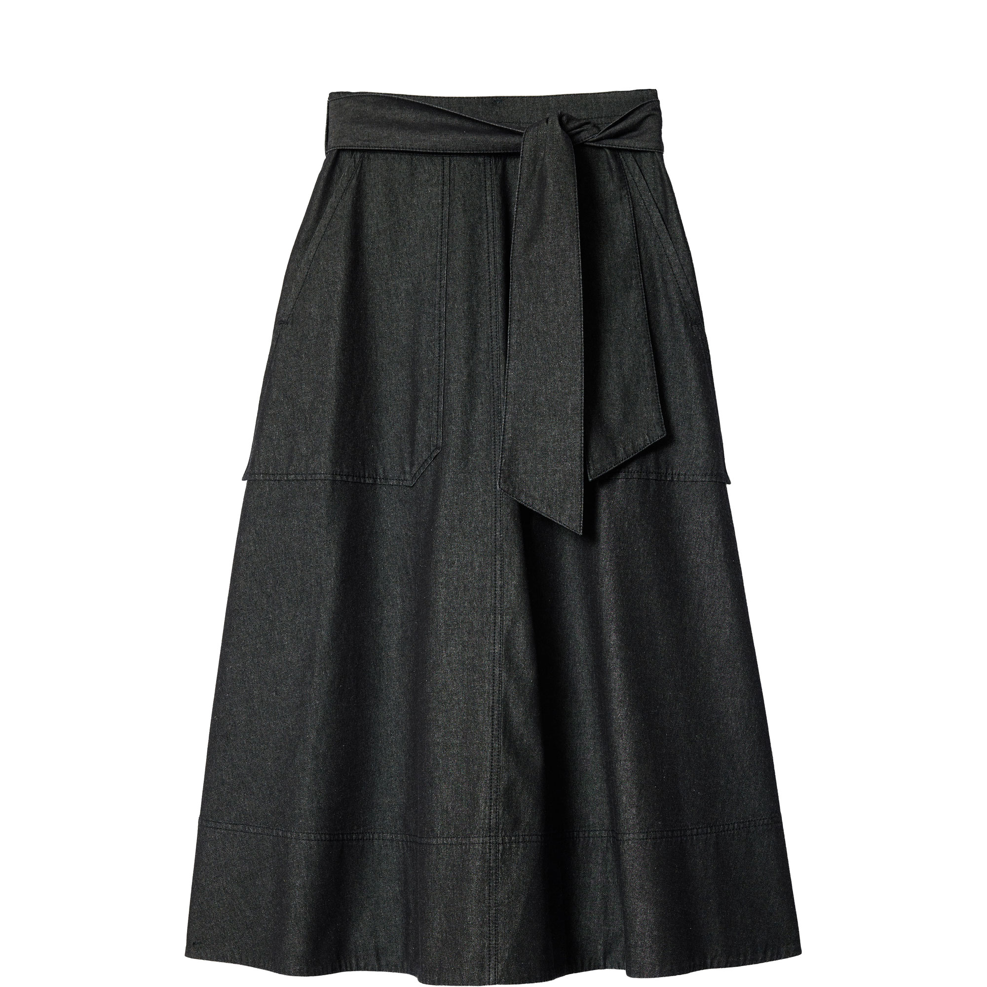 Belted Chambray Skirt