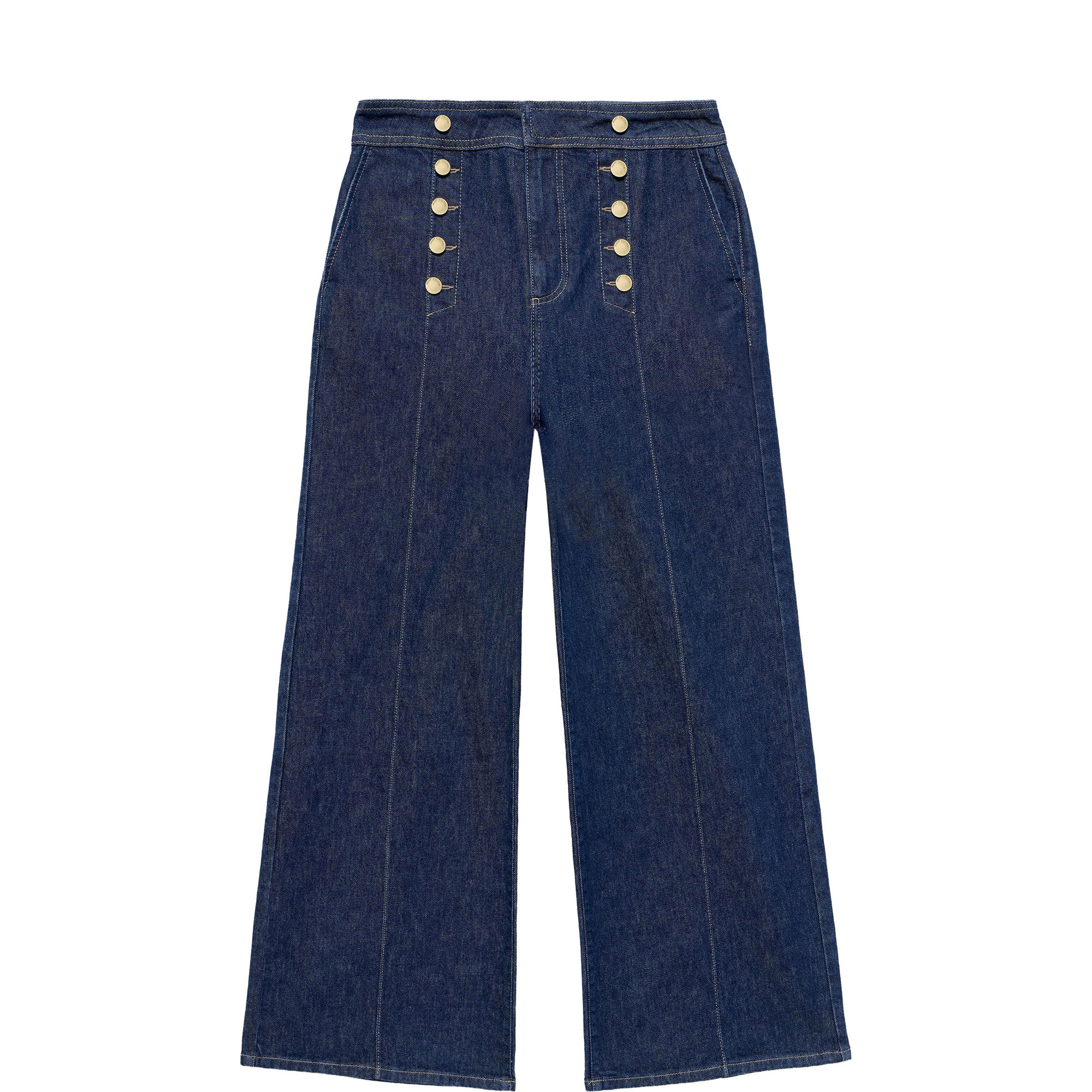 Button Wide Leg Jeans