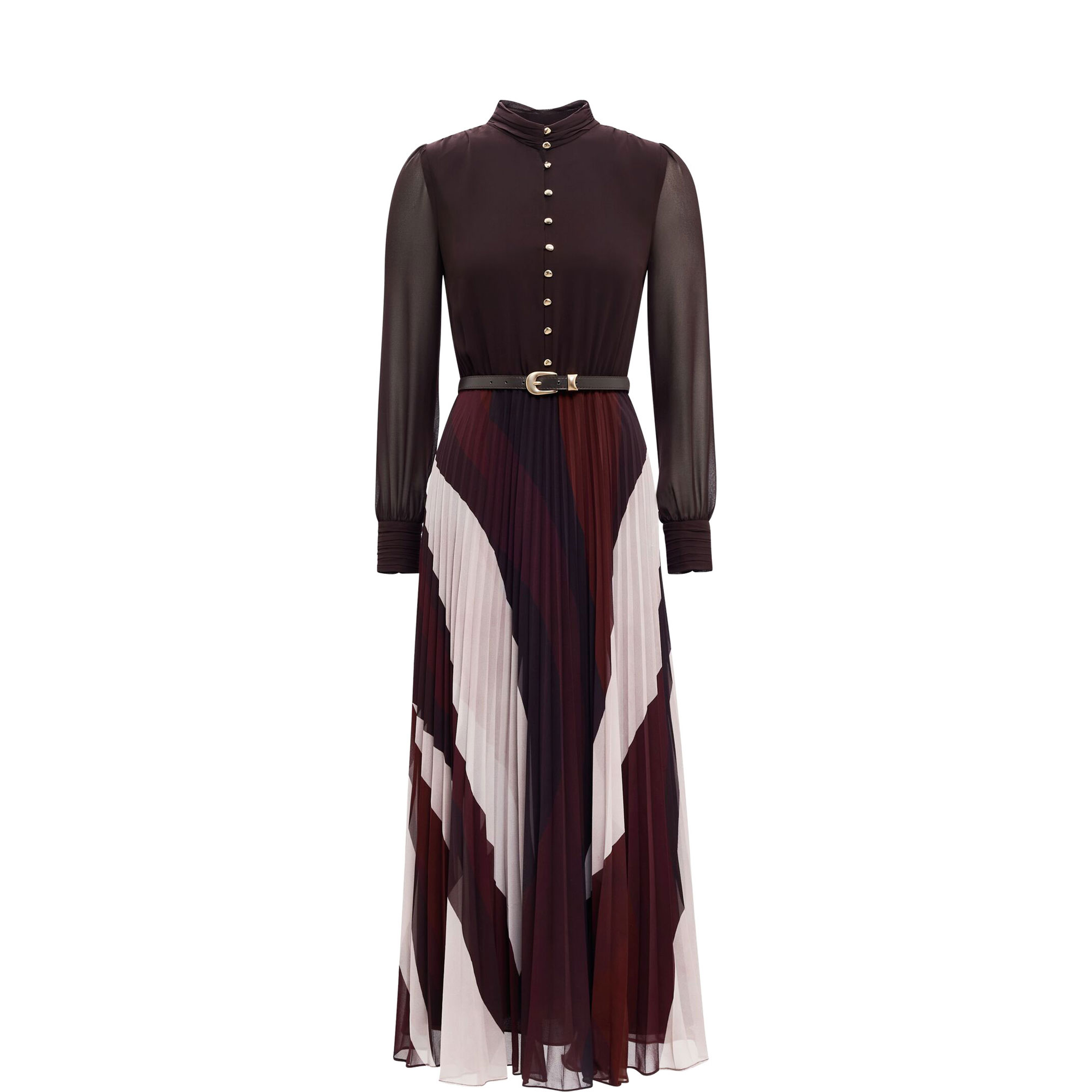 Anya Pleated Belted Dress