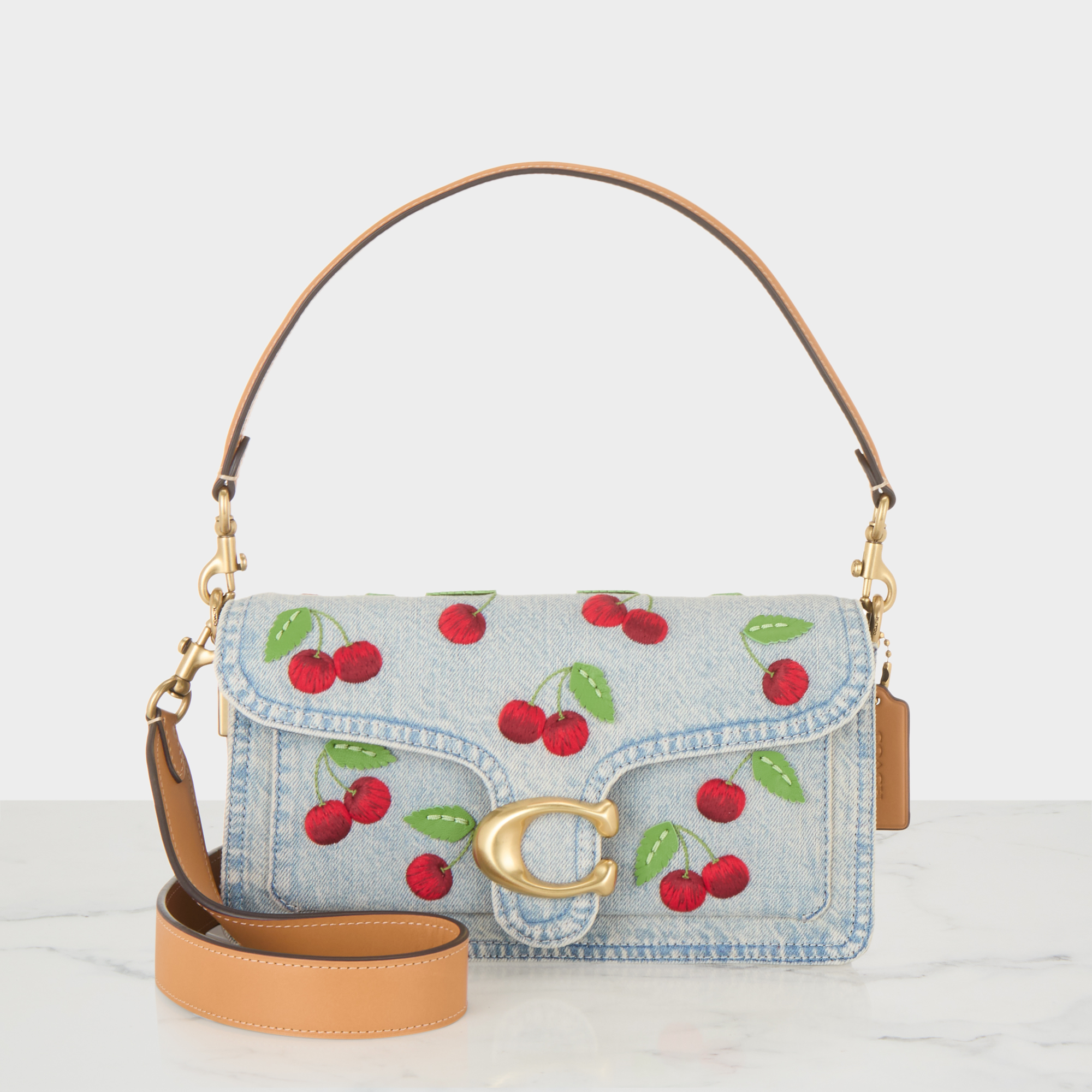 Tabby 26 Cherry Denim Shoulder Bag