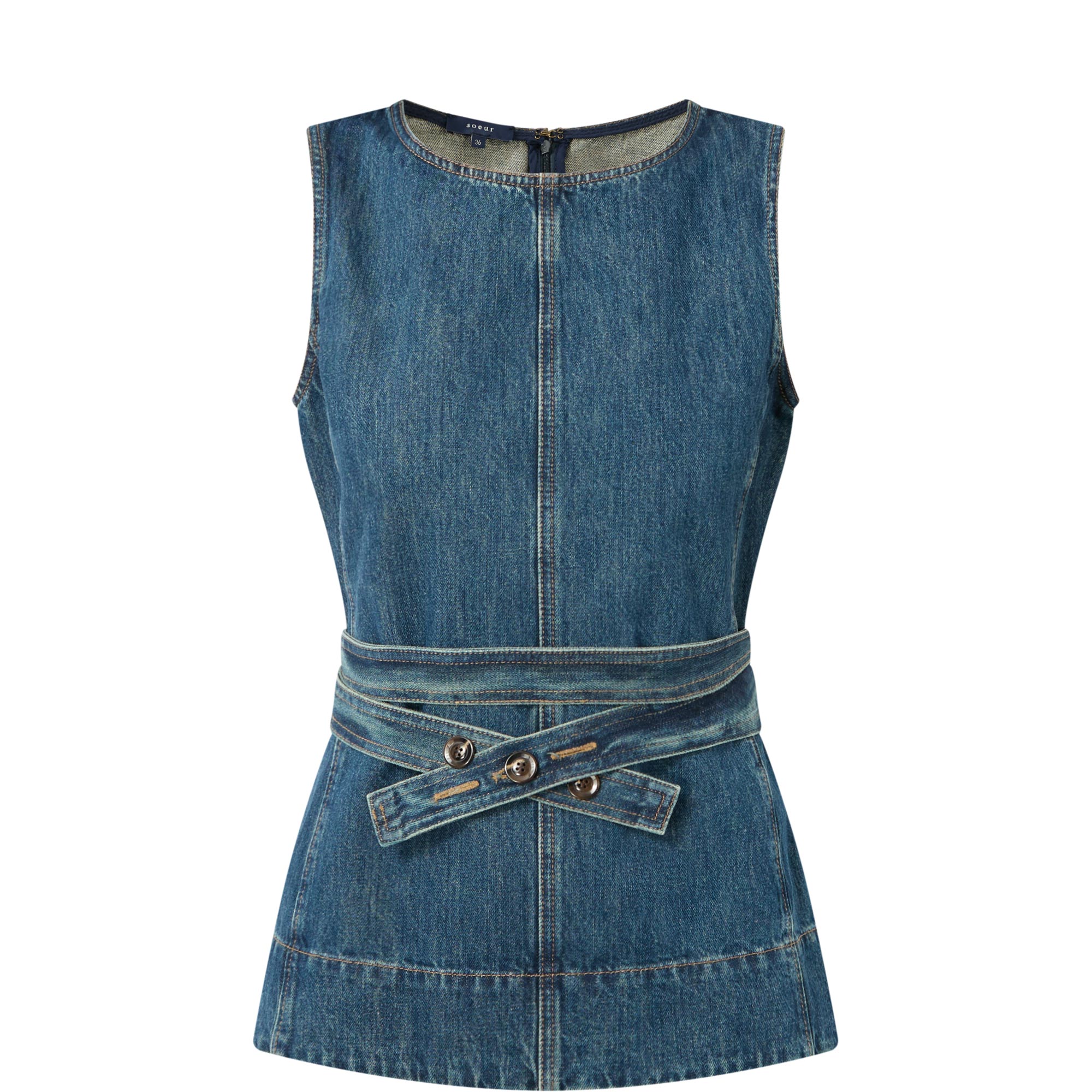 Chance Belted Denim Top