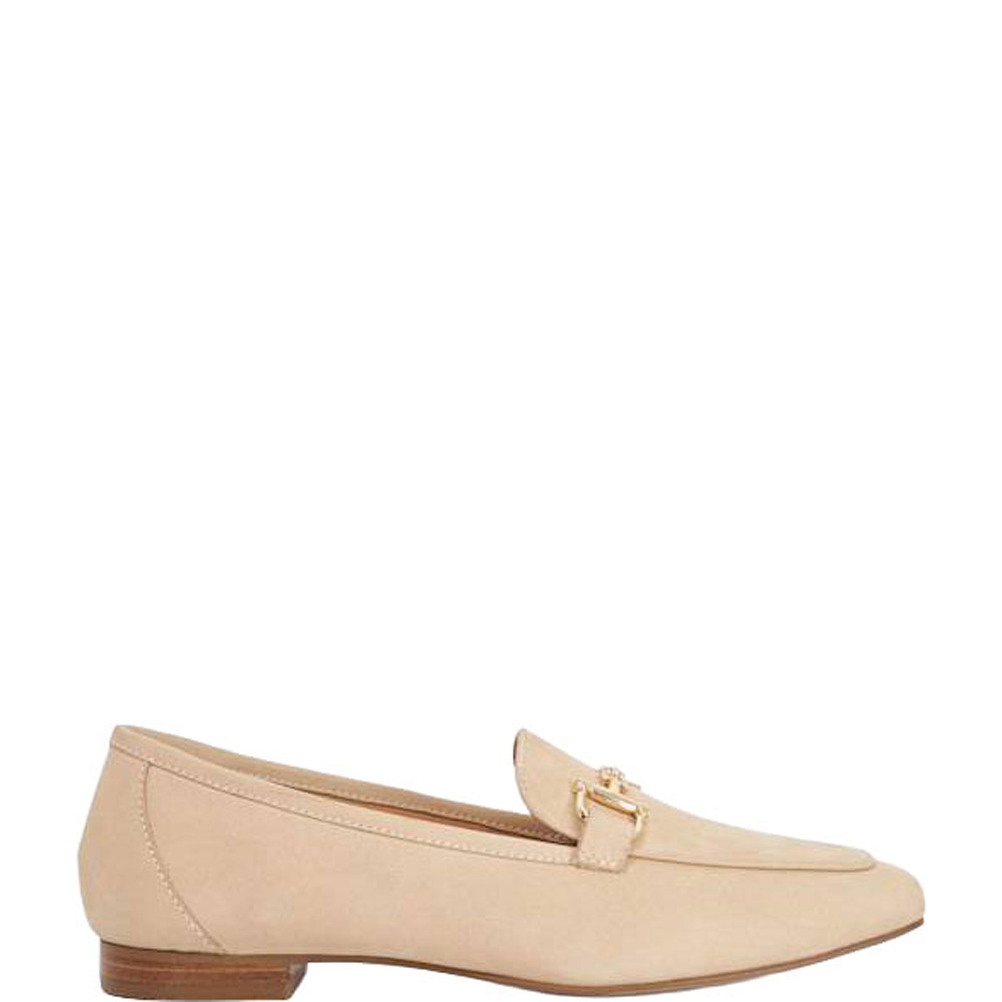 Grained Suede Metal Trim Loafers