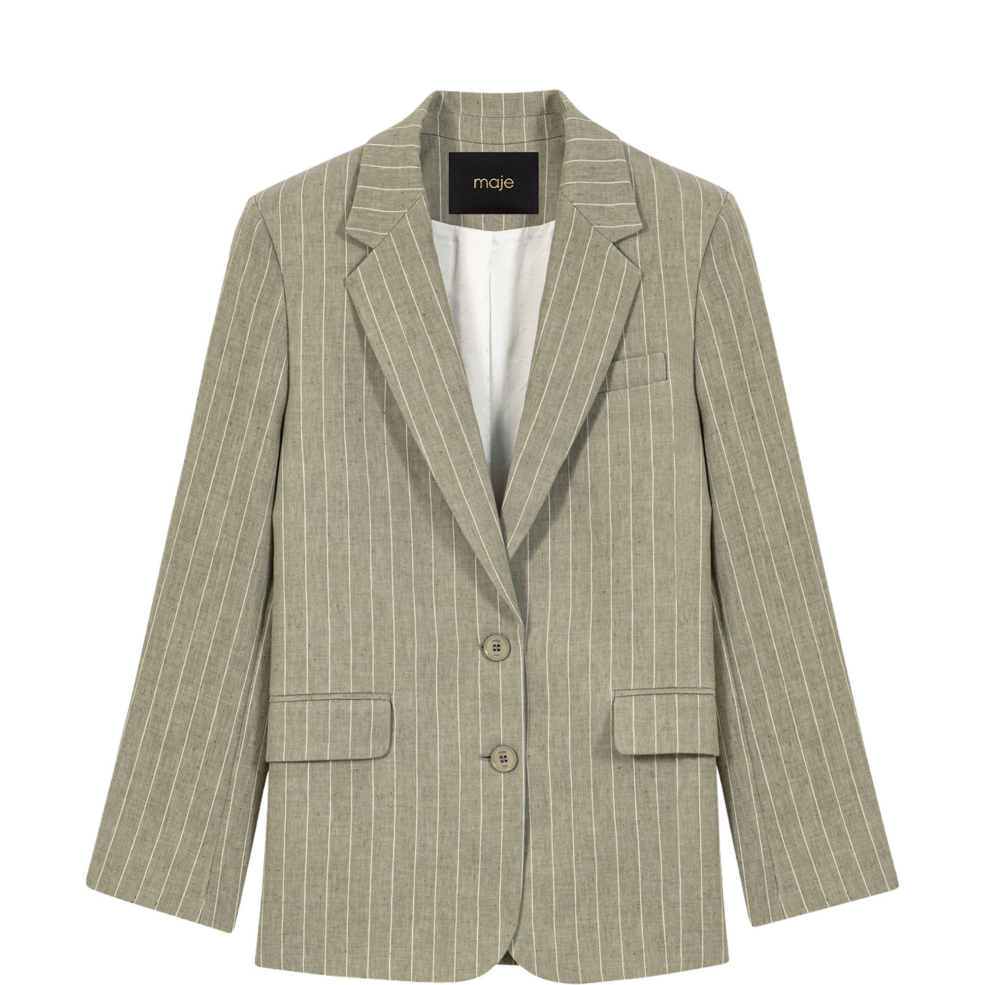 Pinstripe Single-Breasted Suit Jacket