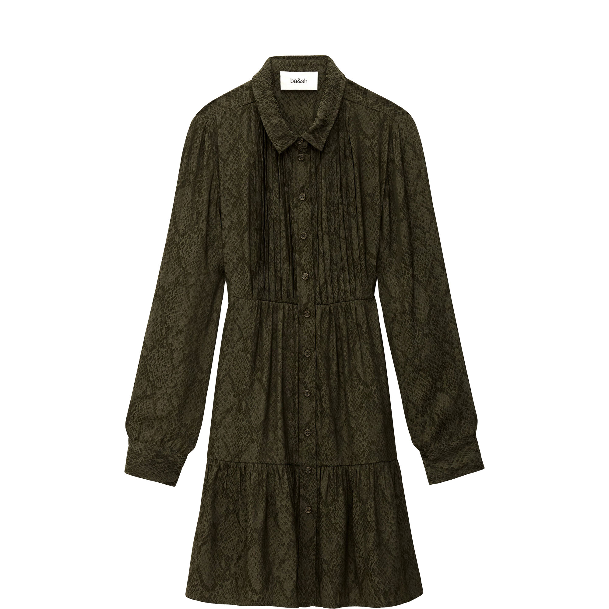 Rosyna Pleated Mini Shirt Dress