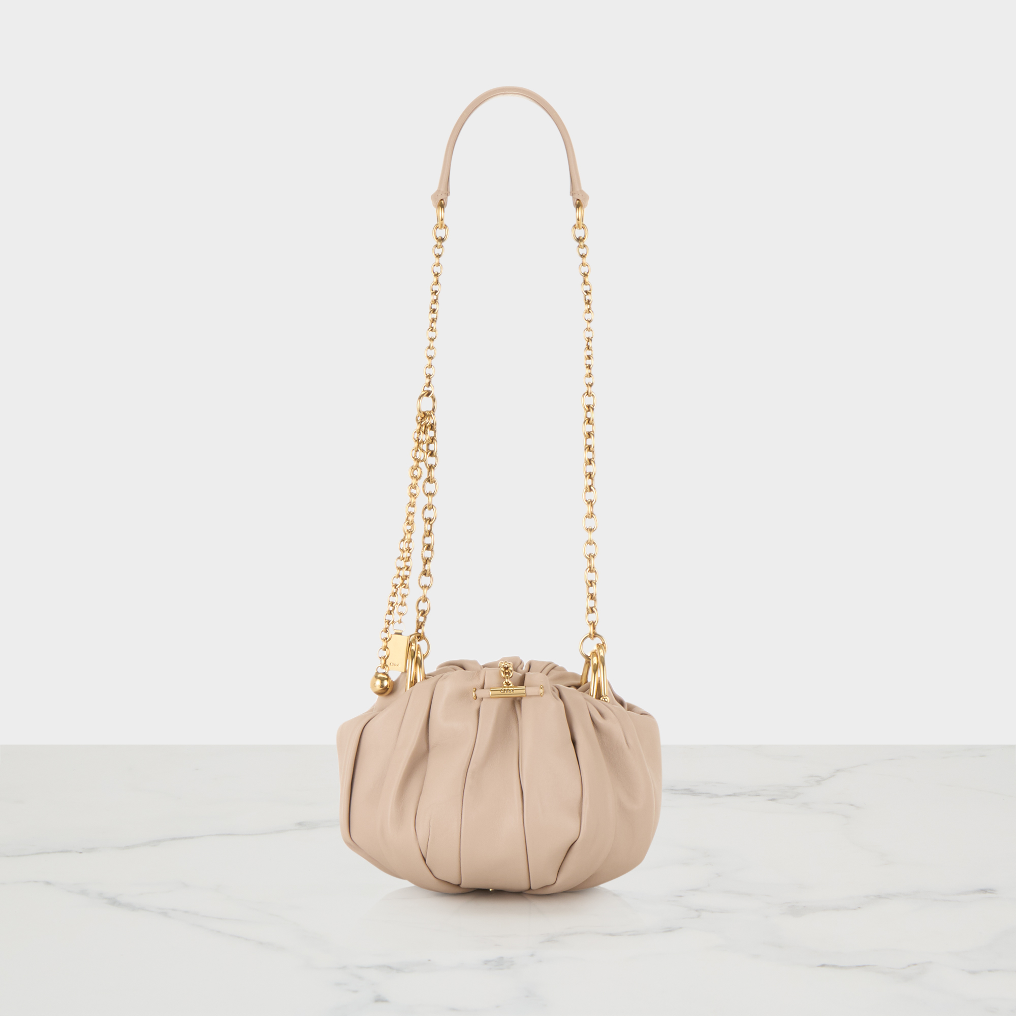 Pliss&eacute; Leather Shoulder Bag