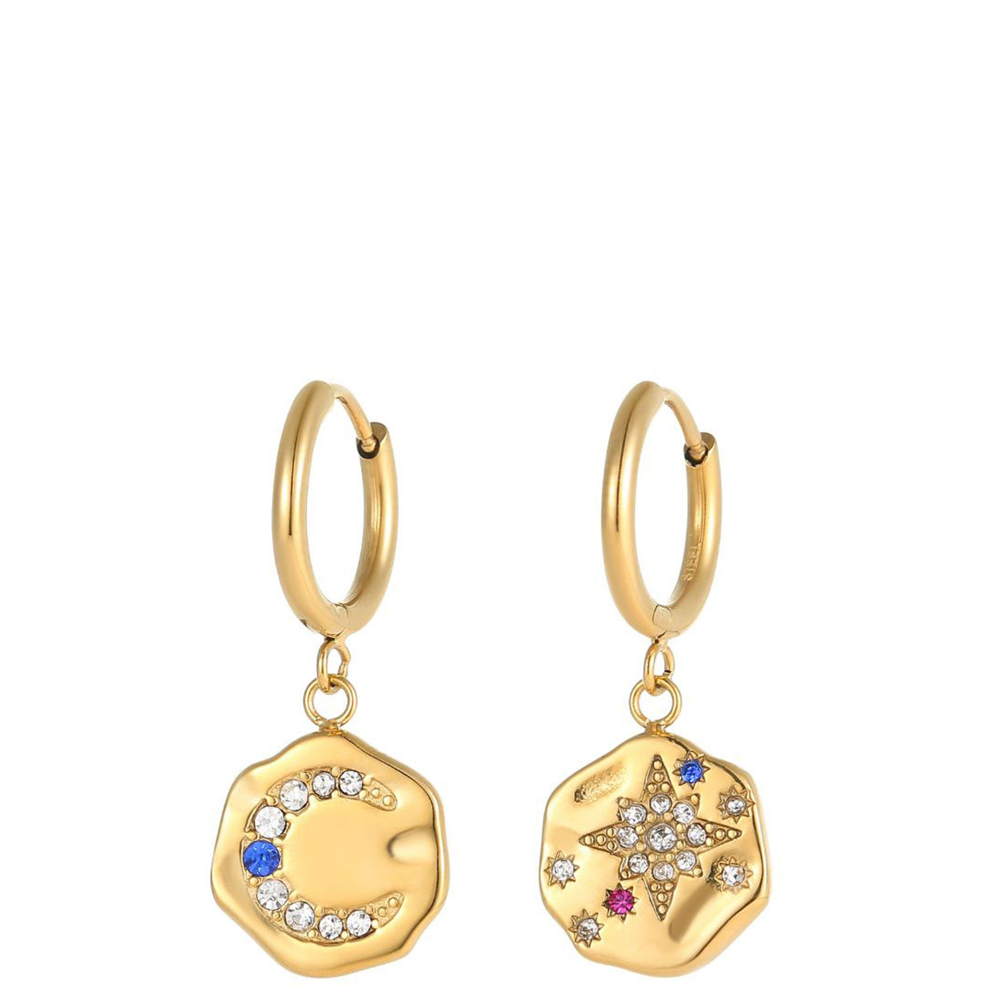 My Sun, Moon & Stars Drop Hoop Earrings