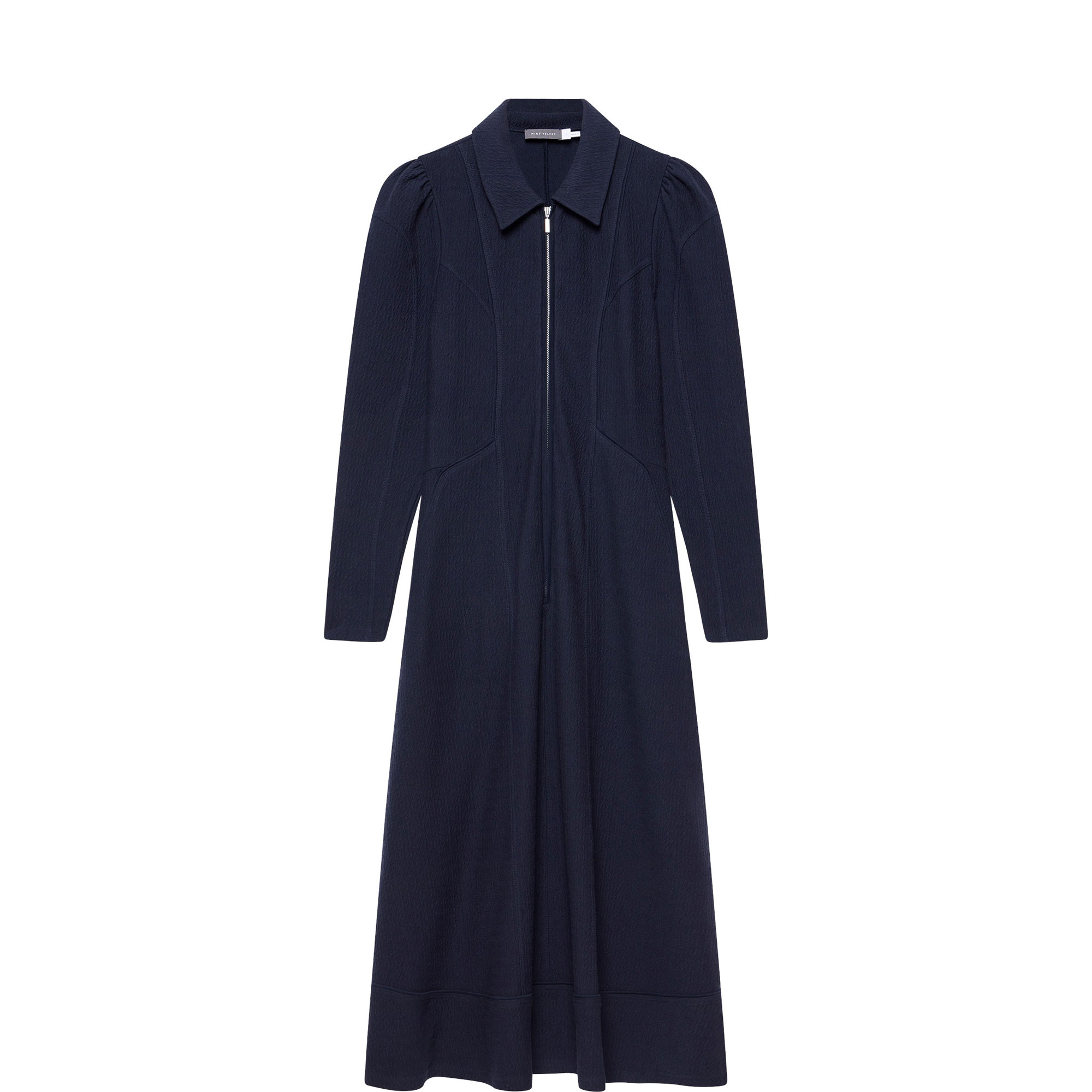 Textured Zip Flared Dress